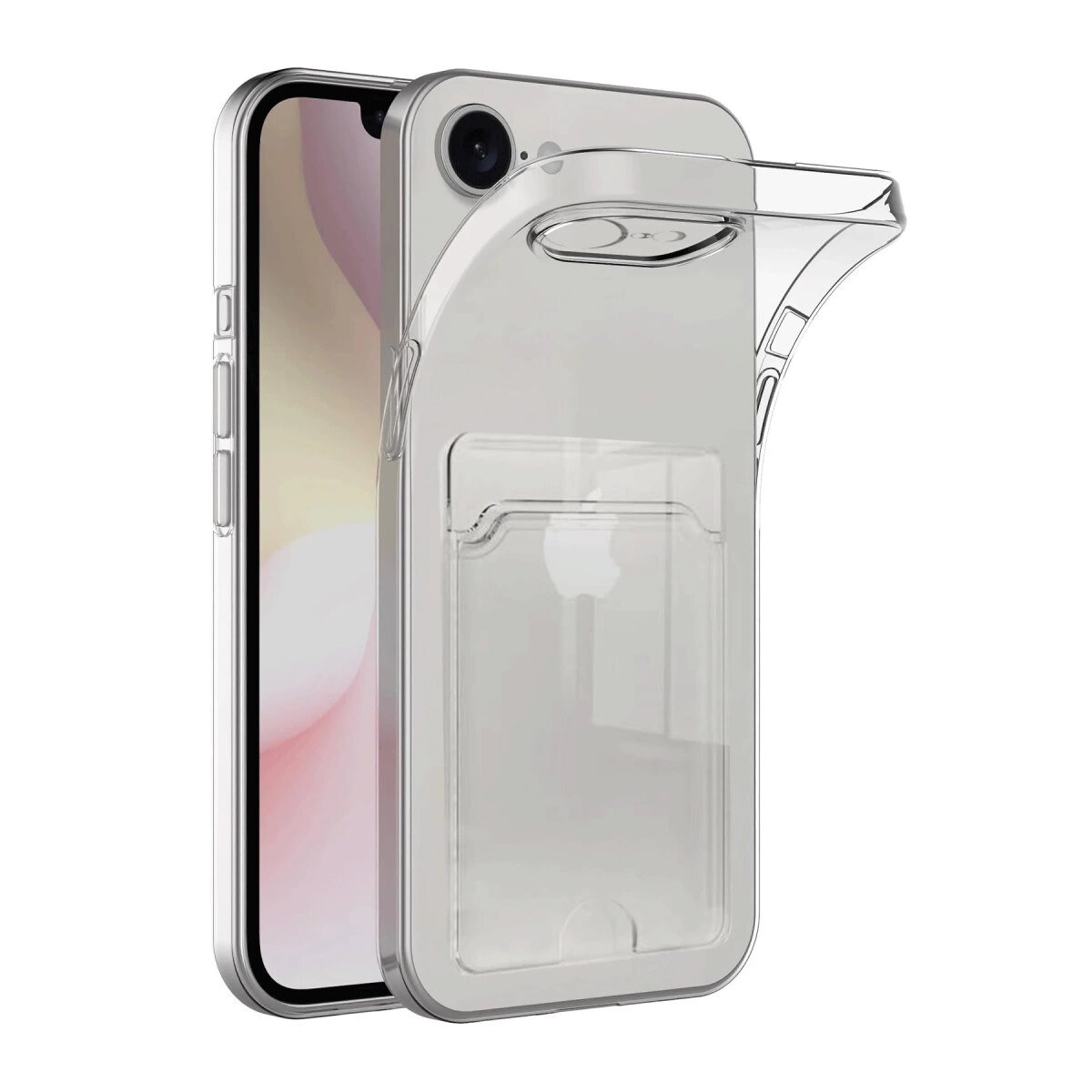 İphone 16e Kılıf Kart Şeffaf Silikon - Şeffaf