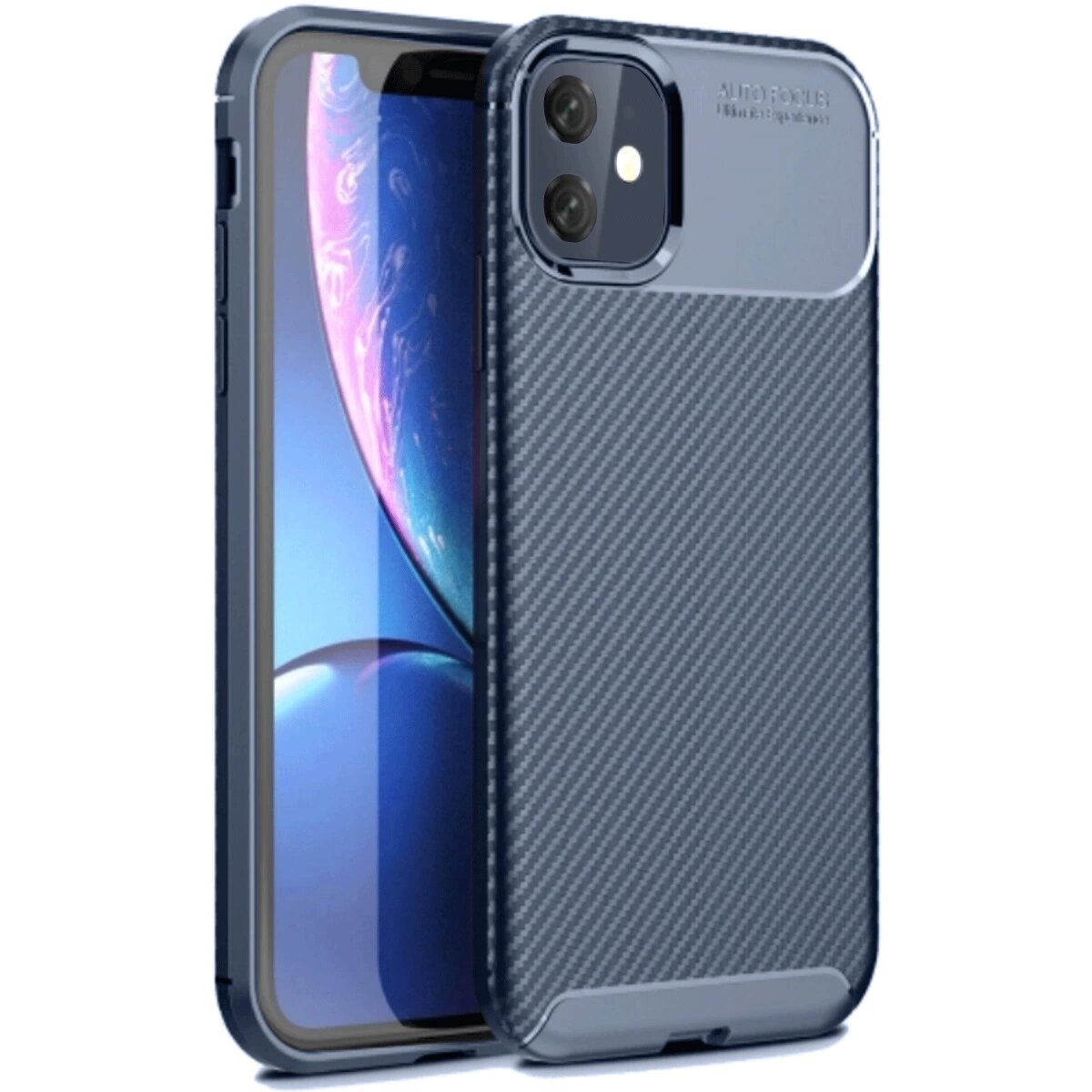 İphone 11 Kılıf Auto Focus Karbon Kapak - Lacivert İphone 11 Kılıf Auto Focus Karbon Kapak - Lacivert