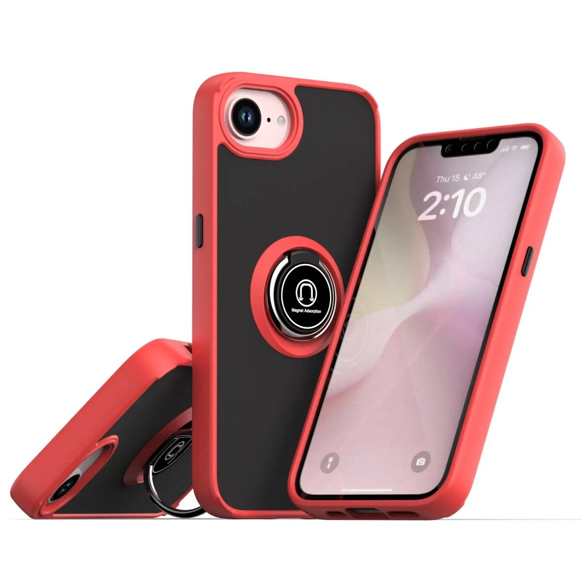 İphone 16e Kılıf Montreal Yüzüklü Silikon Kapak - Kırmızı İphone 16e Kılıf Montreal Yüzüklü Silikon Kapak - Kırmızı