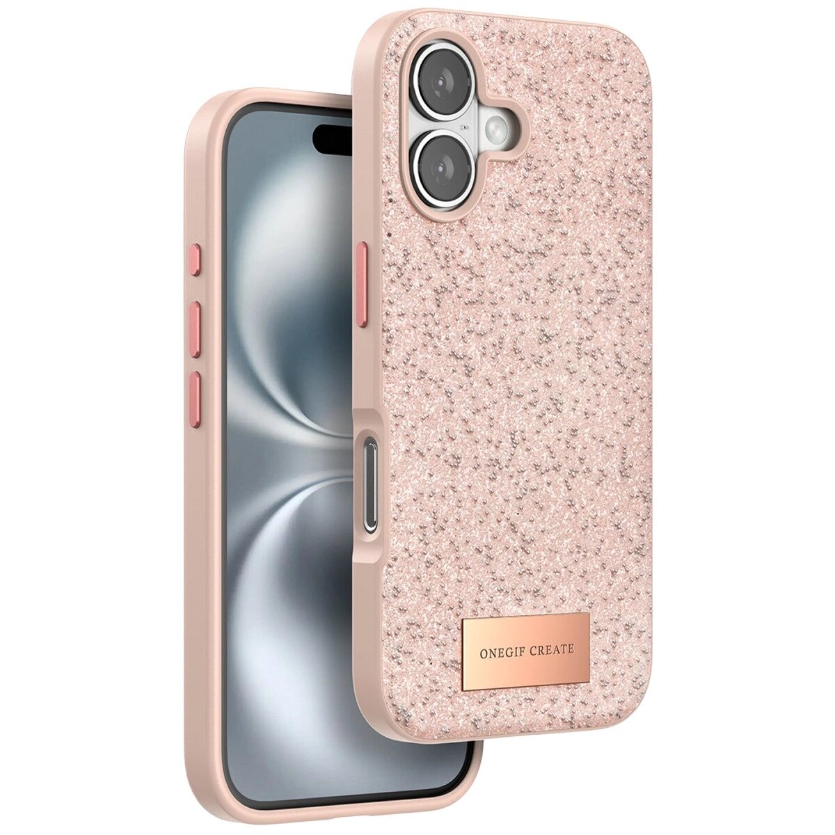 Onegif İphone 16 Plus Bright Simli Kapak - Pembe