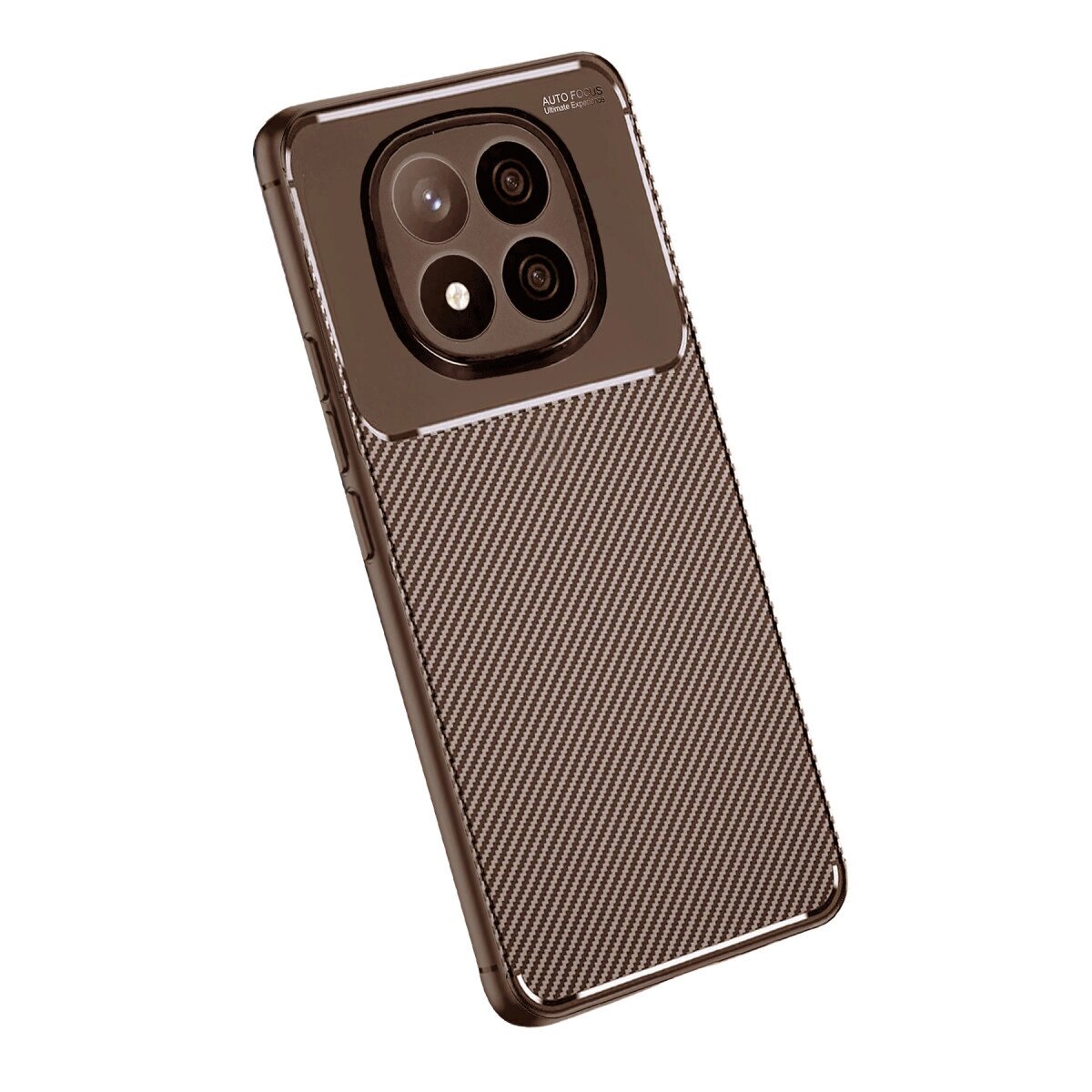 Xiaomi Redmi Note 14 Pro Plus Kılıf Auto Focus Karbon Kapak - Kahverengi Xiaomi Redmi Note 14 Pro Plus Kılıf Auto Focus Karbon Kapak - Kahverengi