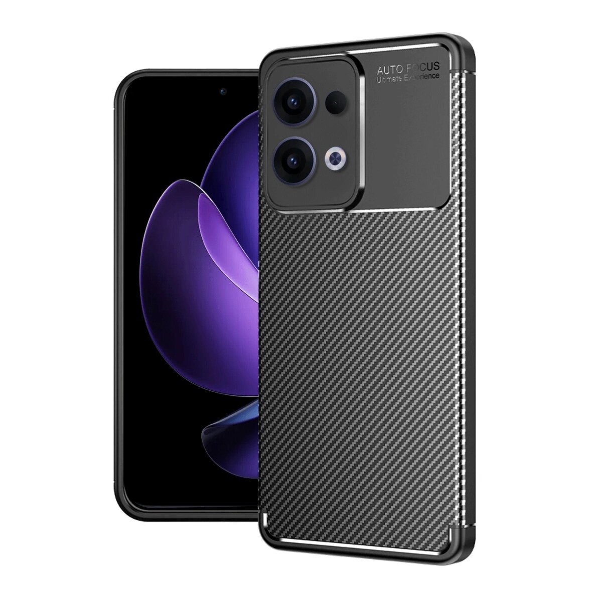 Oppo Reno 13 Pro Kılıf Auto Focus Karbon Kapak - Siyah Oppo Reno 13 Pro Kılıf Auto Focus Karbon Kapak - Siyah