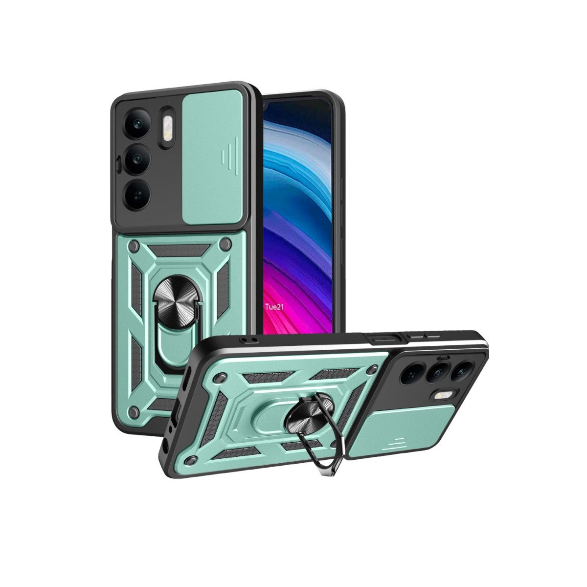 Realme C75 4g Kılıf Pars Lens Yüzüklü Silikon - Yeşil Realme C75 4g Kılıf Pars Lens Yüzüklü Silikon - Yeşil