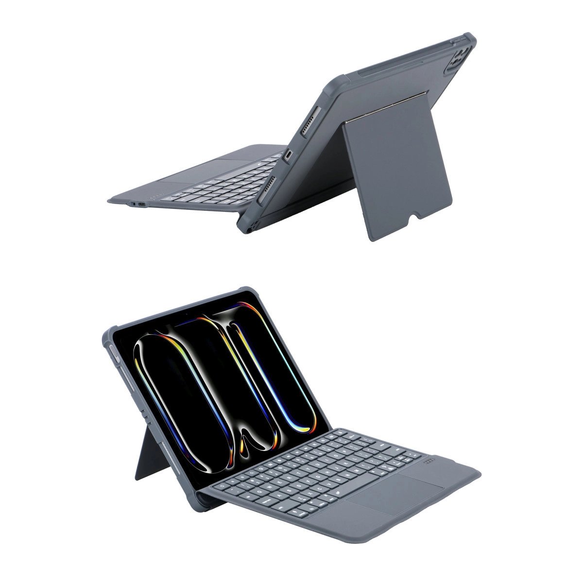 T5510d İpad Pro 13 (2024) Kılıf Palermo Ledli Klavyeli Standlı Tablet Kılıfı - Siyah