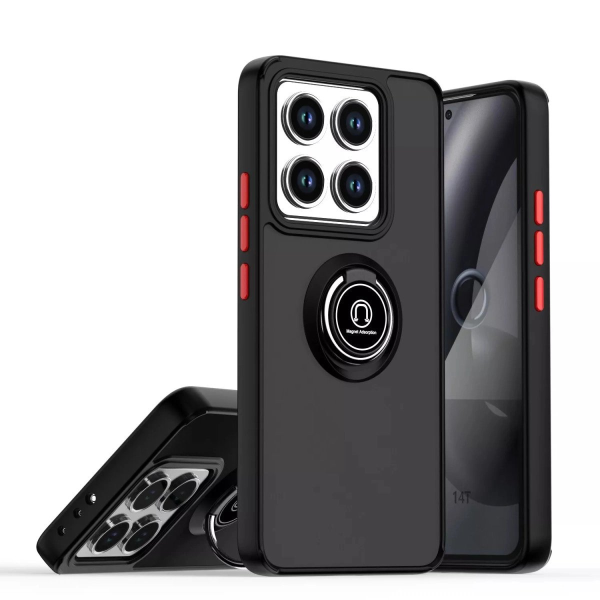 Xiaomi Mi 14t Montreal Yüzüklü Silikon Kapak - Siyah