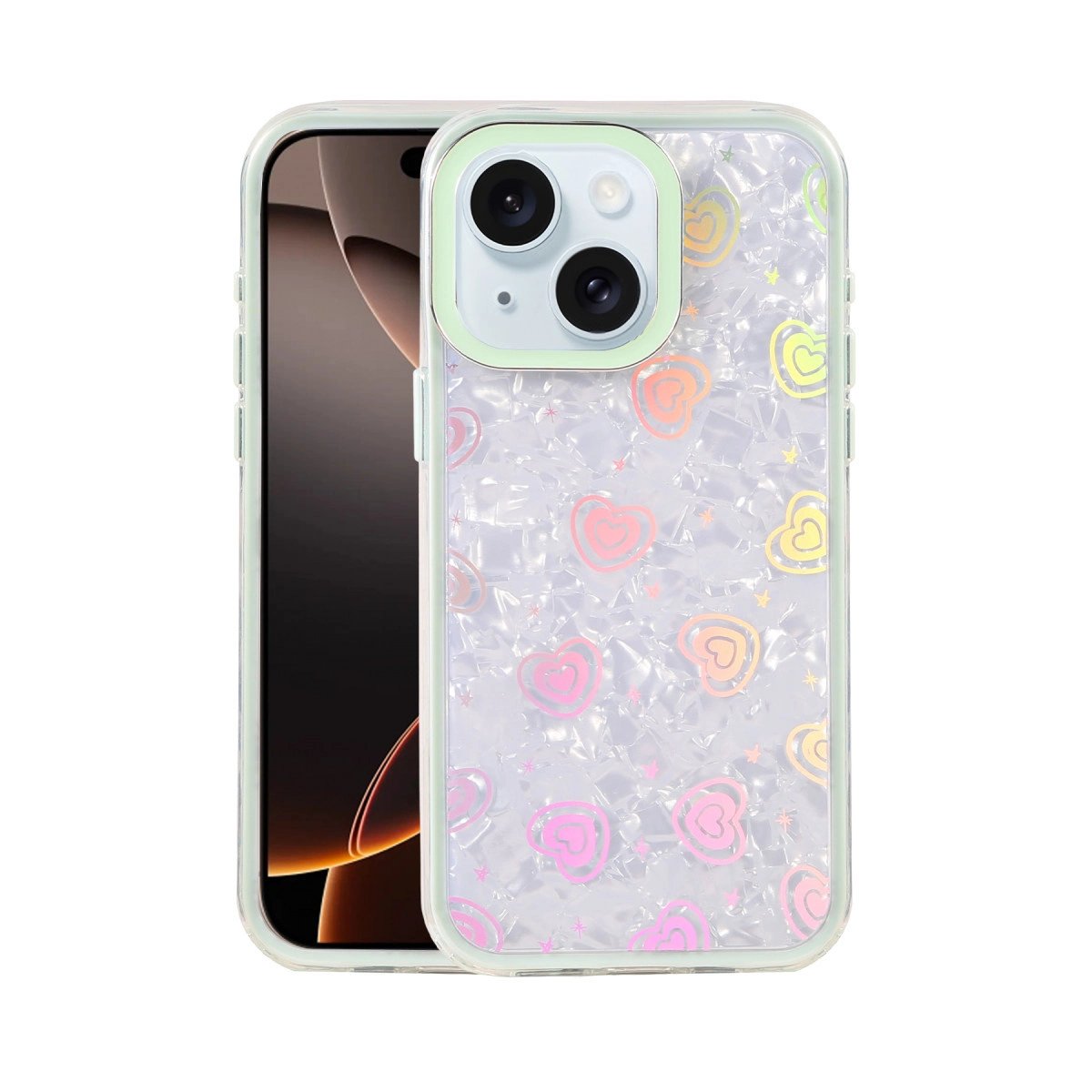 Apple İphone 15 Lumi Desenli Kapak - Yeşil Apple İphone 15 Lumi Desenli Kapak - Yeşil