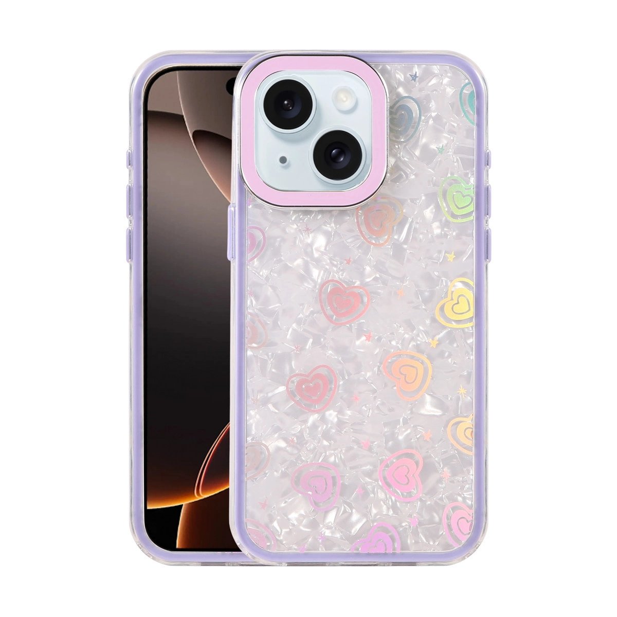 Apple İphone 15 Lumi Desenli Kapak - Mor