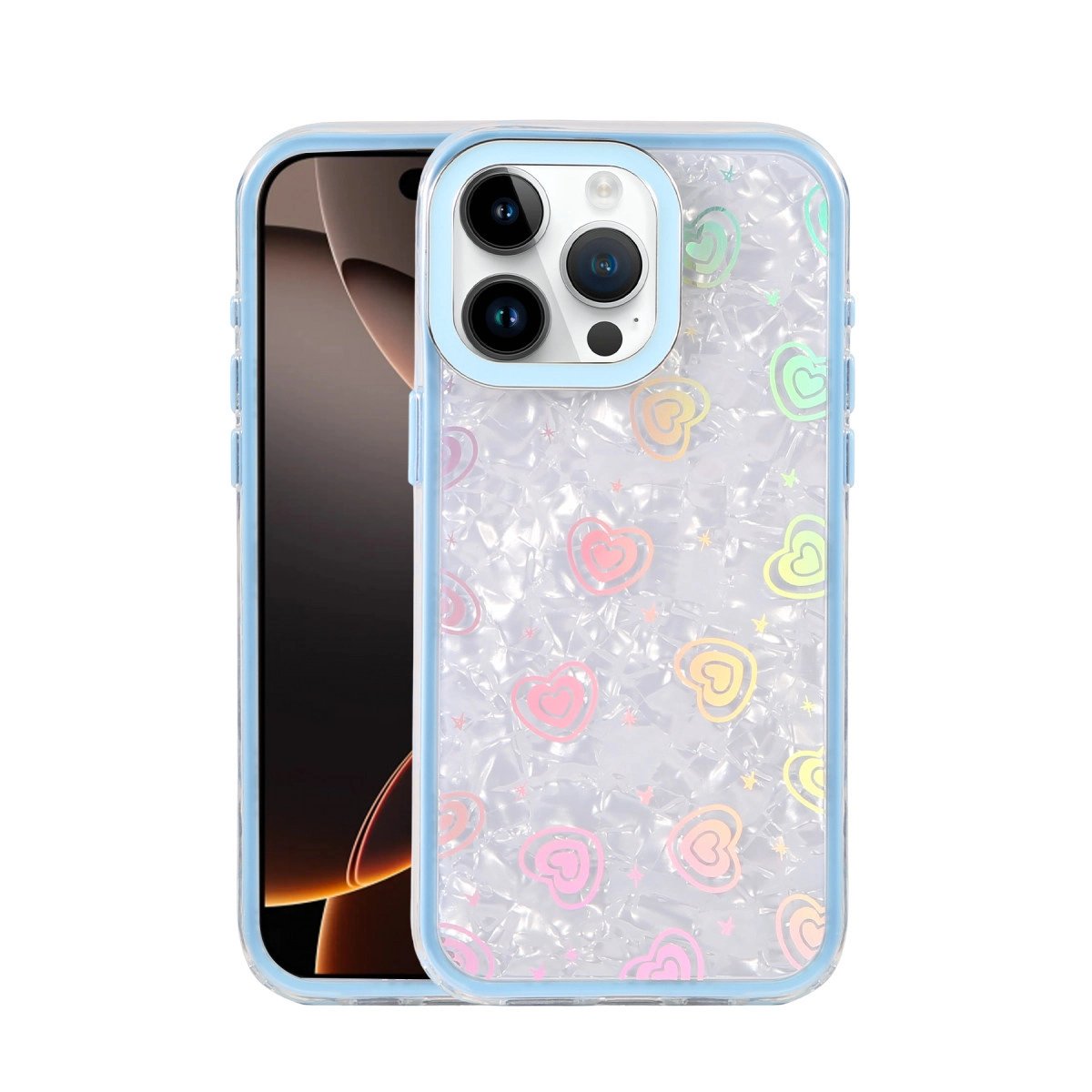 Apple İphone 15 Pro Lumi Desenli Kapak - Mavi Apple İphone 15 Pro Lumi Desenli Kapak - Mavi