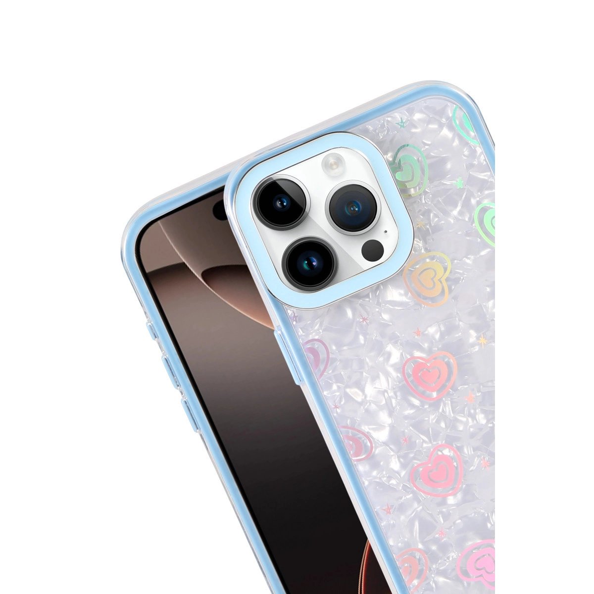 Apple İphone 15 Pro Lumi Desenli Kapak - Mavi Apple İphone 15 Pro Lumi Desenli Kapak - Mavi