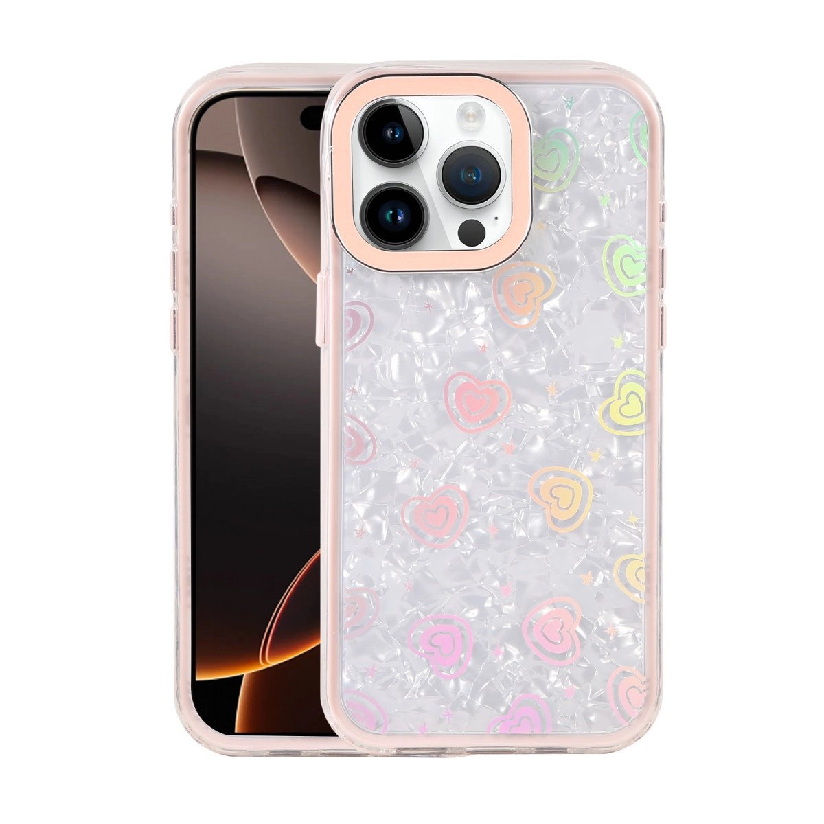 Apple İphone 15 Pro Lumi Desenli Kapak - Pembe Apple İphone 15 Pro Lumi Desenli Kapak - Pembe