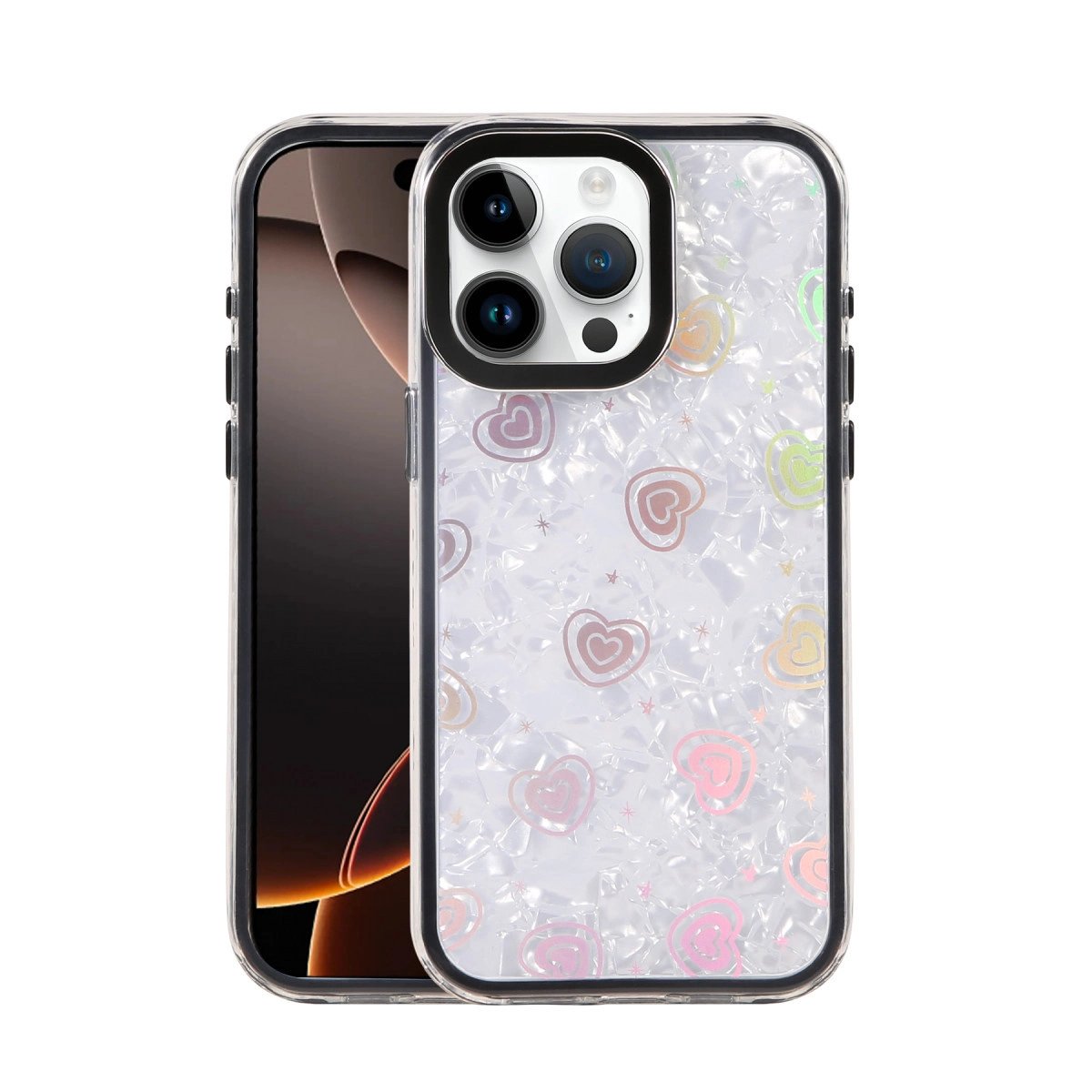 Apple İphone 15 Pro Lumi Desenli Kapak - Siyah Apple İphone 15 Pro Lumi Desenli Kapak - Siyah