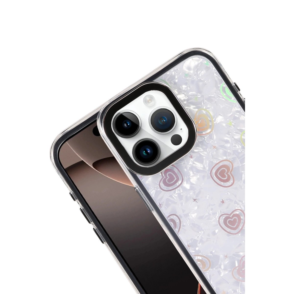 Apple İphone 15 Pro Lumi Desenli Kapak - Siyah Apple İphone 15 Pro Lumi Desenli Kapak - Siyah