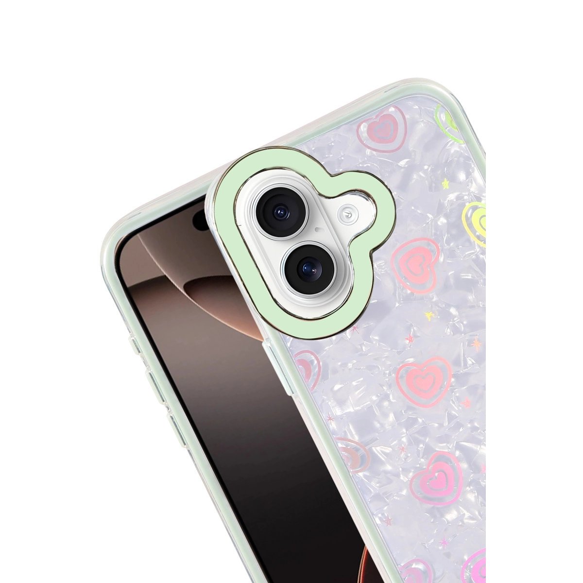 Apple İphone 16 Lumi Desenli Kapak - Yeşil Apple İphone 16 Lumi Desenli Kapak - Yeşil