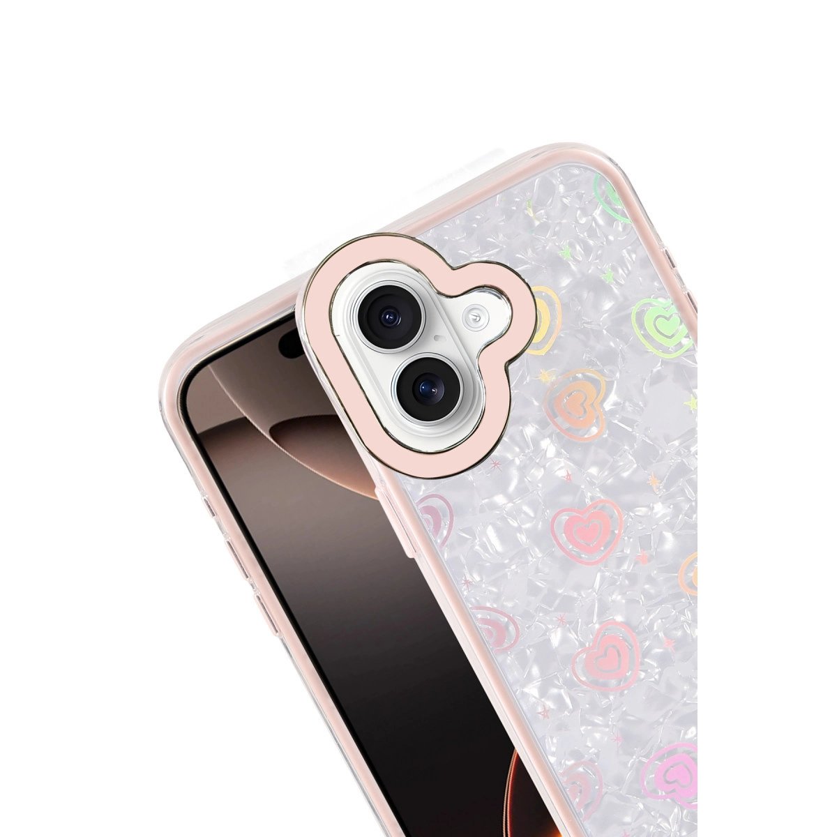 Apple İphone 16 Lumi Desenli Kapak - Pembe Apple İphone 16 Lumi Desenli Kapak - Pembe