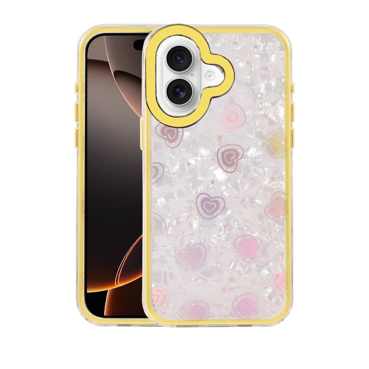 Apple İphone 16 Lumi Desenli Kapak - Sarı Apple İphone 16 Lumi Desenli Kapak - Sarı