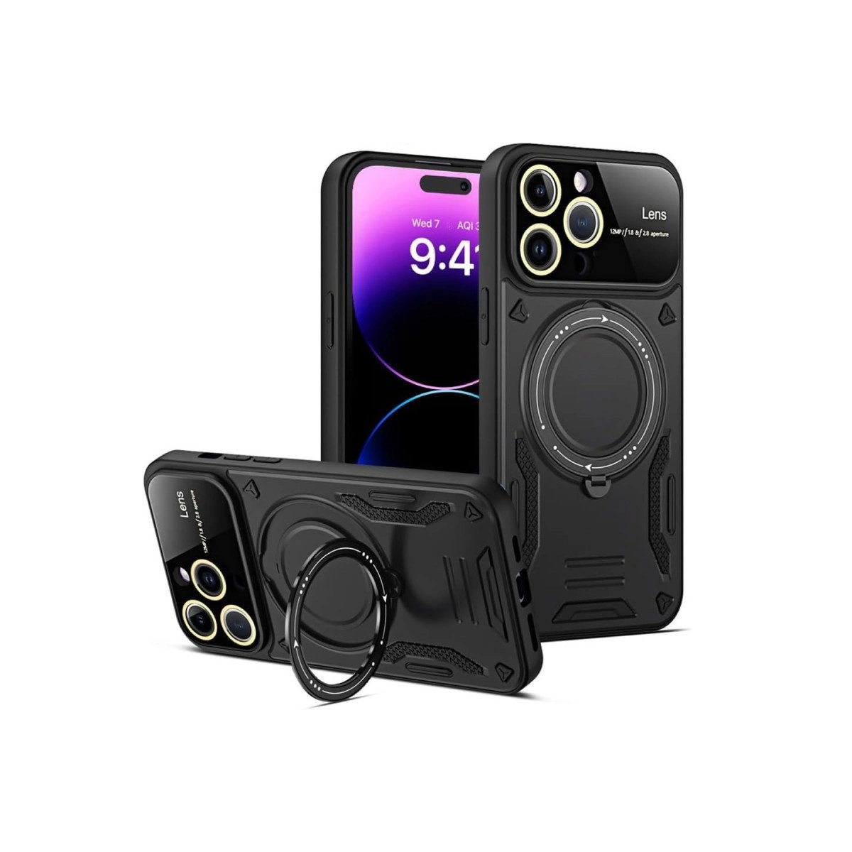İphone 15 Pro Kılıf Joy Lens Standlı Kapak - Siyah İphone 15 Pro Kılıf Joy Lens Standlı Kapak - Siyah