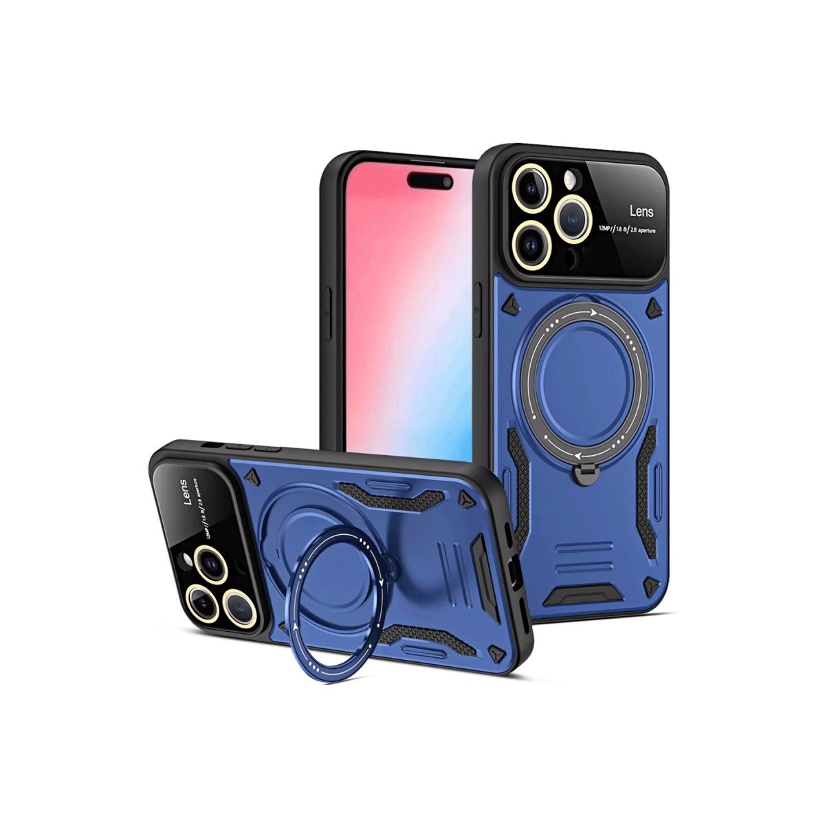 İphone 15 Pro Max Joy Lens Standlı Kapak - Lacivert İphone 15 Pro Max Joy Lens Standlı Kapak - Lacivert