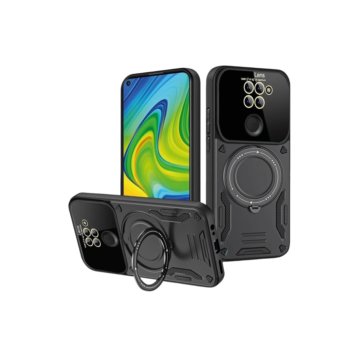 Xiaomi Redmi Note 9 Joy Lens Standlı Kapak - Siyah Xiaomi Redmi Note 9 Joy Lens Standlı Kapak - Siyah