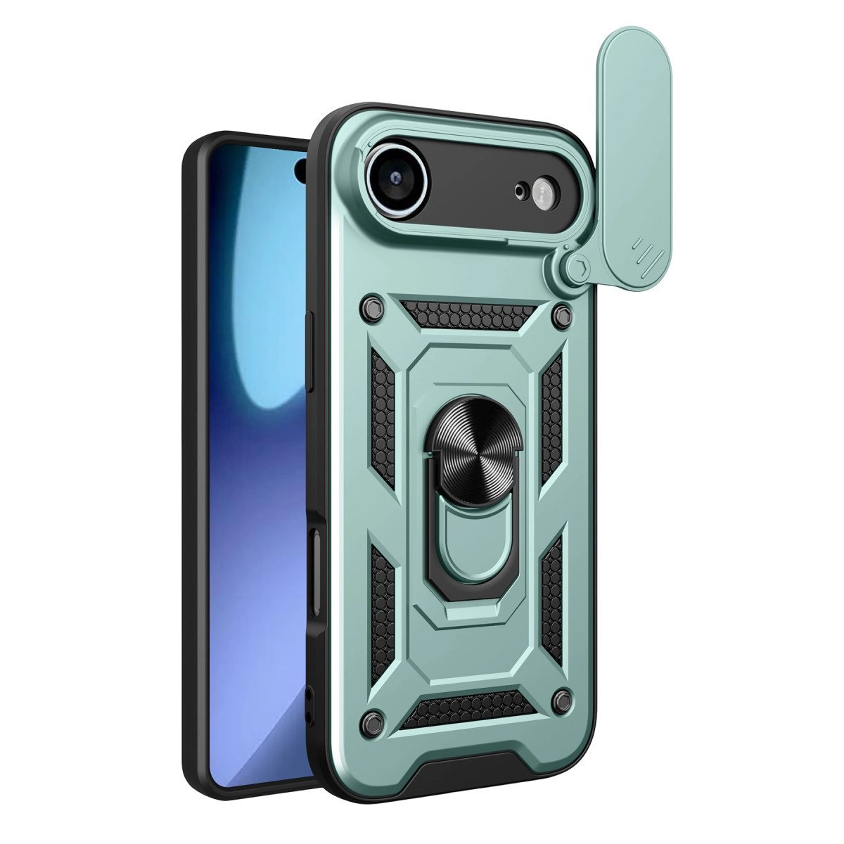 Apple İphone 17 Air Pars Lens Yüzüklü Silikon - Yeşil Apple İphone 17 Air Pars Lens Yüzüklü Silikon - Yeşil