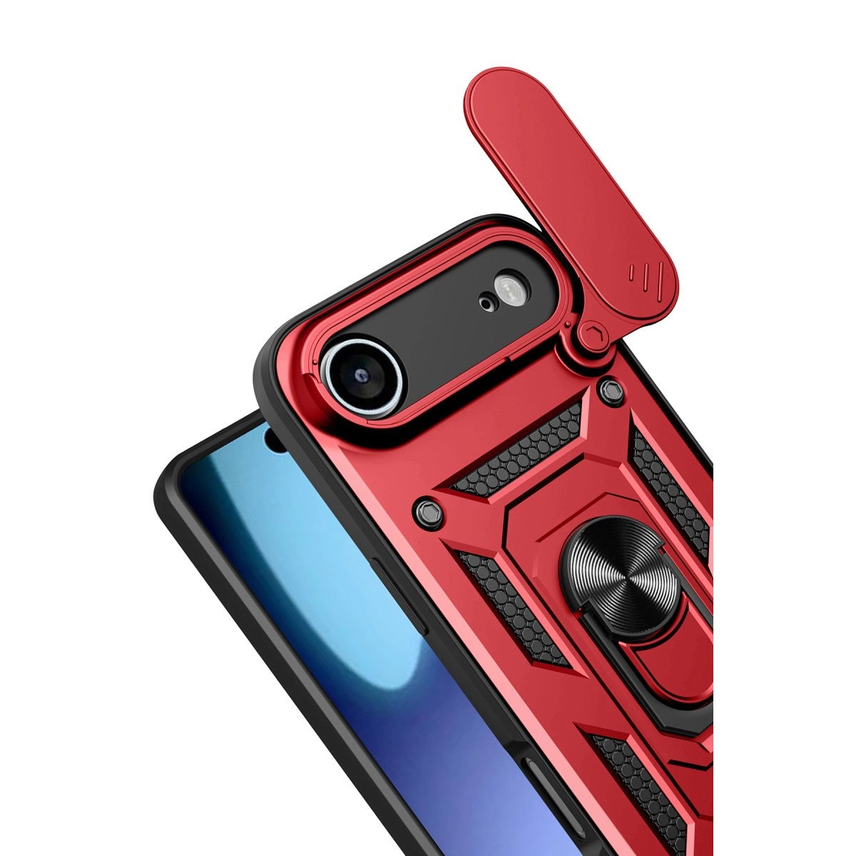Apple İphone 17 Air Pars Lens Yüzüklü Silikon - Kırmızı Apple İphone 17 Air Pars Lens Yüzüklü Silikon - Kırmızı