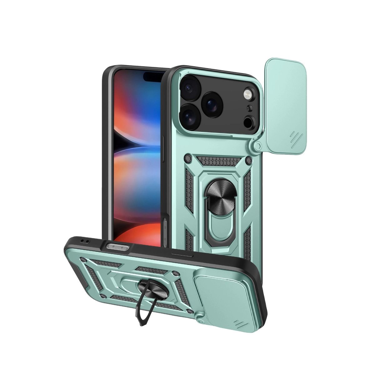 Apple İphone 17 Pro Pars Lens Yüzüklü Silikon - Yeşil Apple İphone 17 Pro Pars Lens Yüzüklü Silikon - Yeşil