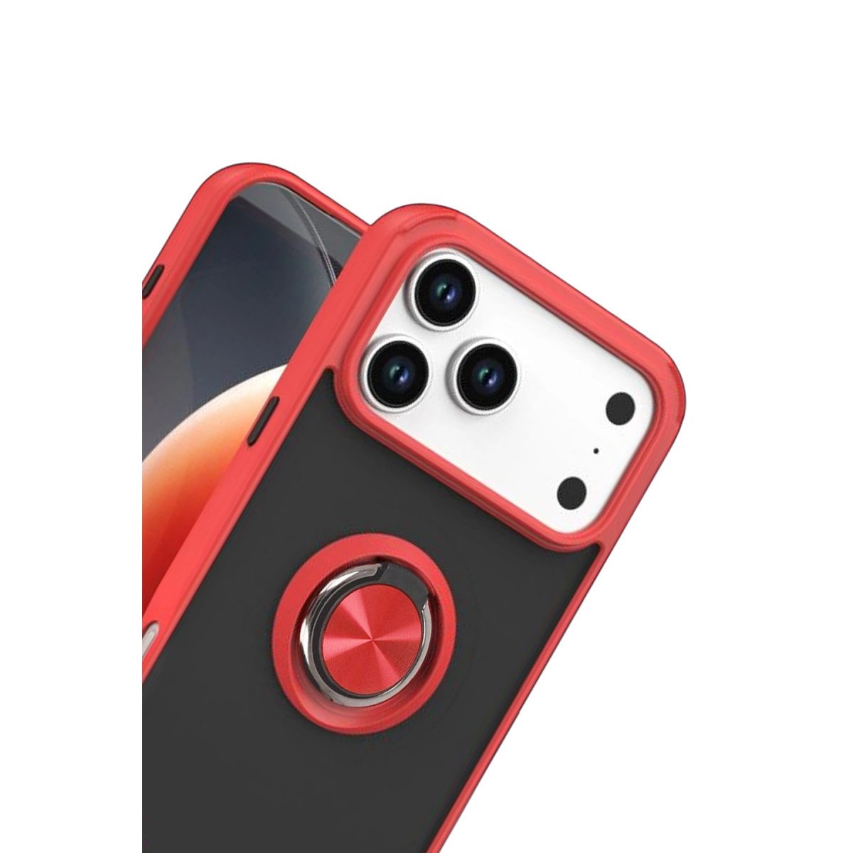Apple İphone 17 Pro Montreal Yüzüklü Silikon Kapak - Kırmızı