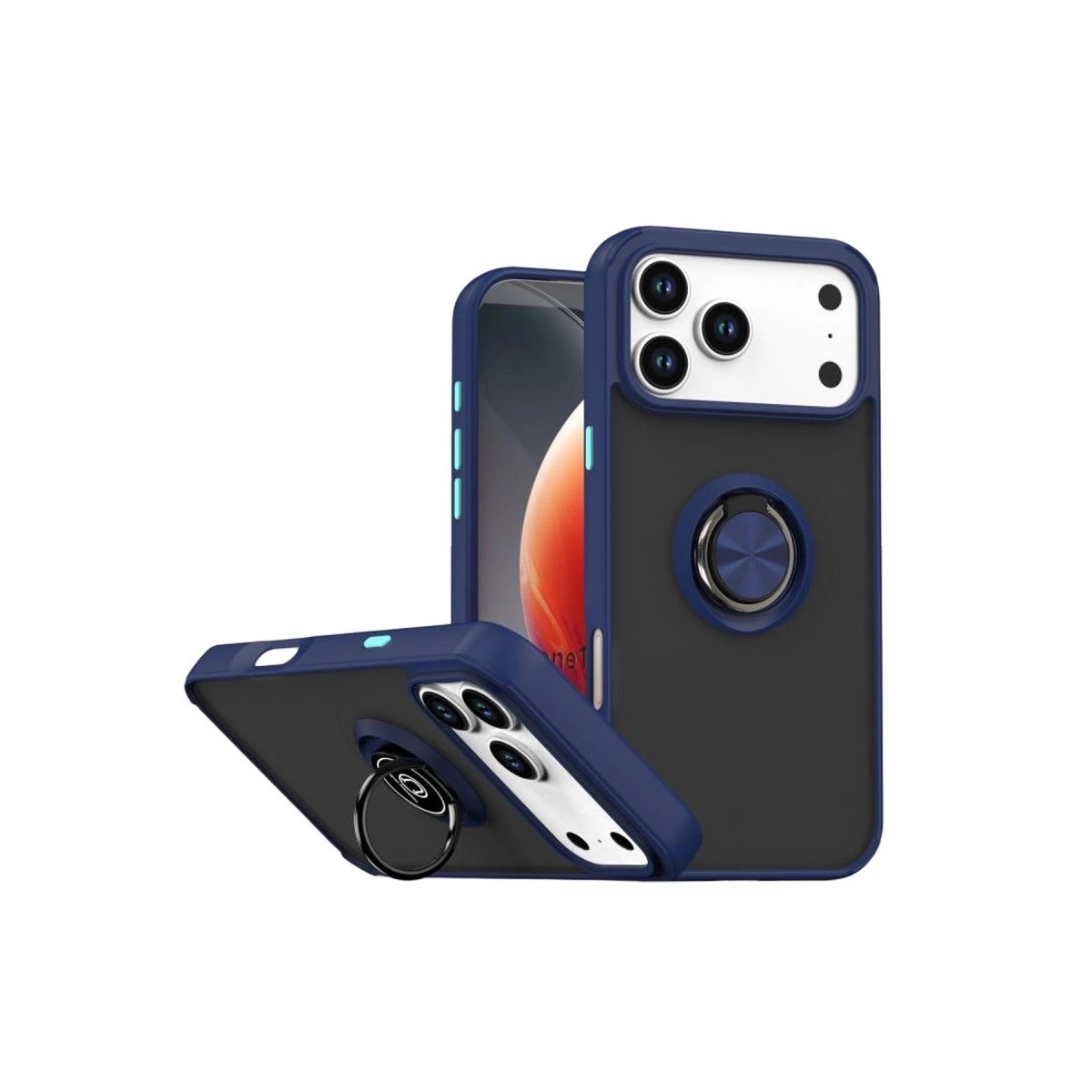 Apple İphone 17 Pro Montreal Yüzüklü Silikon Kapak - Lacivert Apple İphone 17 Pro Montreal Yüzüklü Silikon Kapak - Lacivert