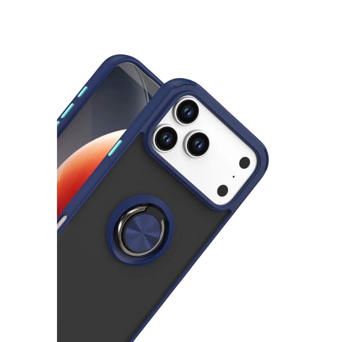 Apple İphone 17 Pro Montreal Yüzüklü Silikon Kapak - Lacivert Apple İphone 17 Pro Montreal Yüzüklü Silikon Kapak - Lacivert
