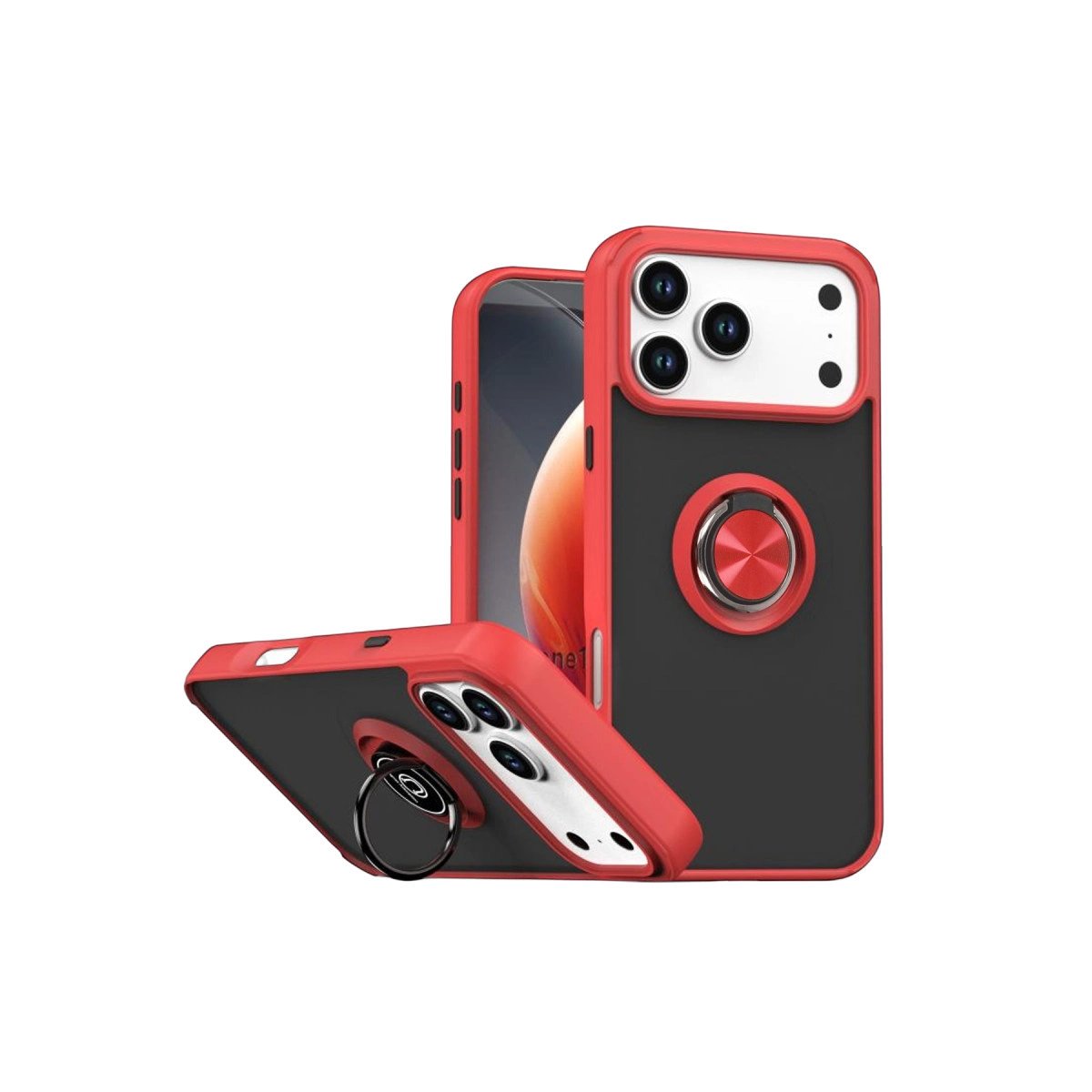 Apple İphone 17 Pro Max Montreal Yüzüklü Silikon Kapak - Kırmızı Apple İphone 17 Pro Max Montreal Yüzüklü Silikon Kapak - Kırmızı