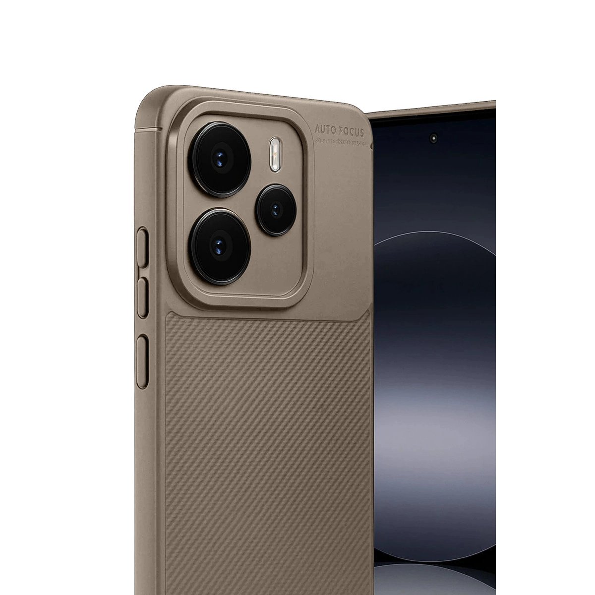 Xiaomi Note 14 5g Auto Focus Karbon Kapak - Kahverengi Xiaomi Note 14 5g Auto Focus Karbon Kapak - Kahverengi