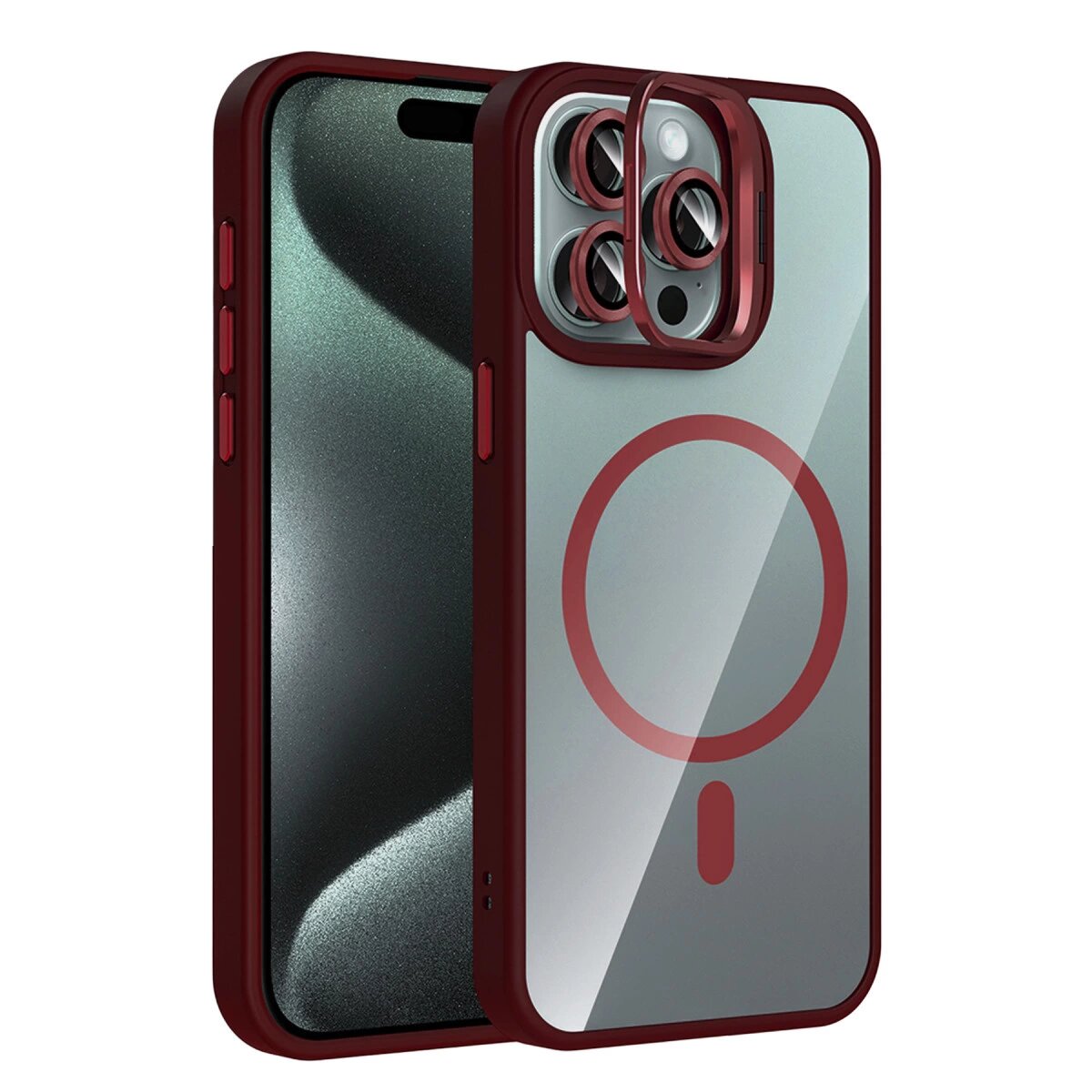 Joko Apple İphone 14 Pro Max Remim Lensli Magsafe Standlı Kapak - Bordo Joko Apple İphone 14 Pro Max Remim Lensli Magsafe Standlı Kapak - Bordo