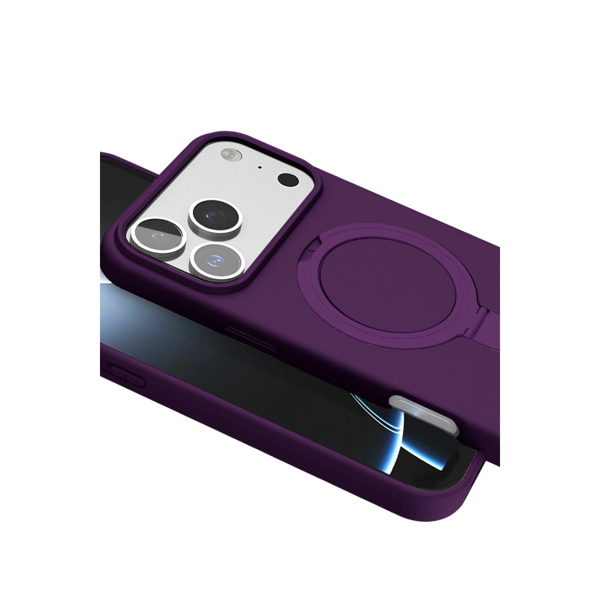 Apple İphone 17 Pro Max Regal Magsafe Standlı Kapak - Derin Mor