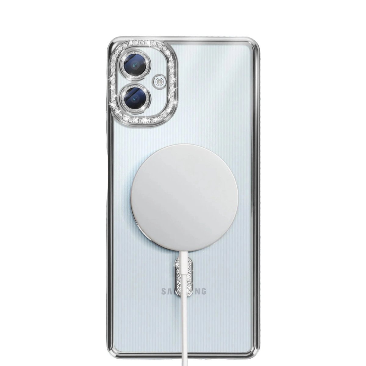 Samsung Galaxy A06 Joke Simli Magneticsafe Kılıf - Gümüş Samsung Galaxy A06 Joke Simli Magneticsafe Kılıf - Gümüş