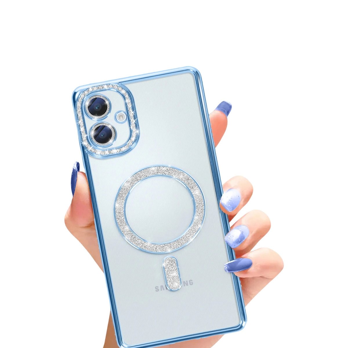 Samsung Galaxy A06 Joke Simli Magneticsafe Kılıf - Mavi Samsung Galaxy A06 Joke Simli Magneticsafe Kılıf - Mavi