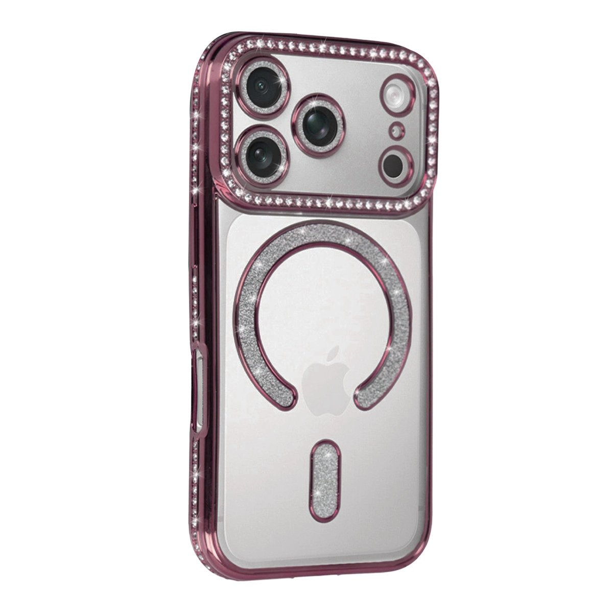 Apple İphone 17 Pro Joke Simli Magneticsafe Kılıf - Pembe