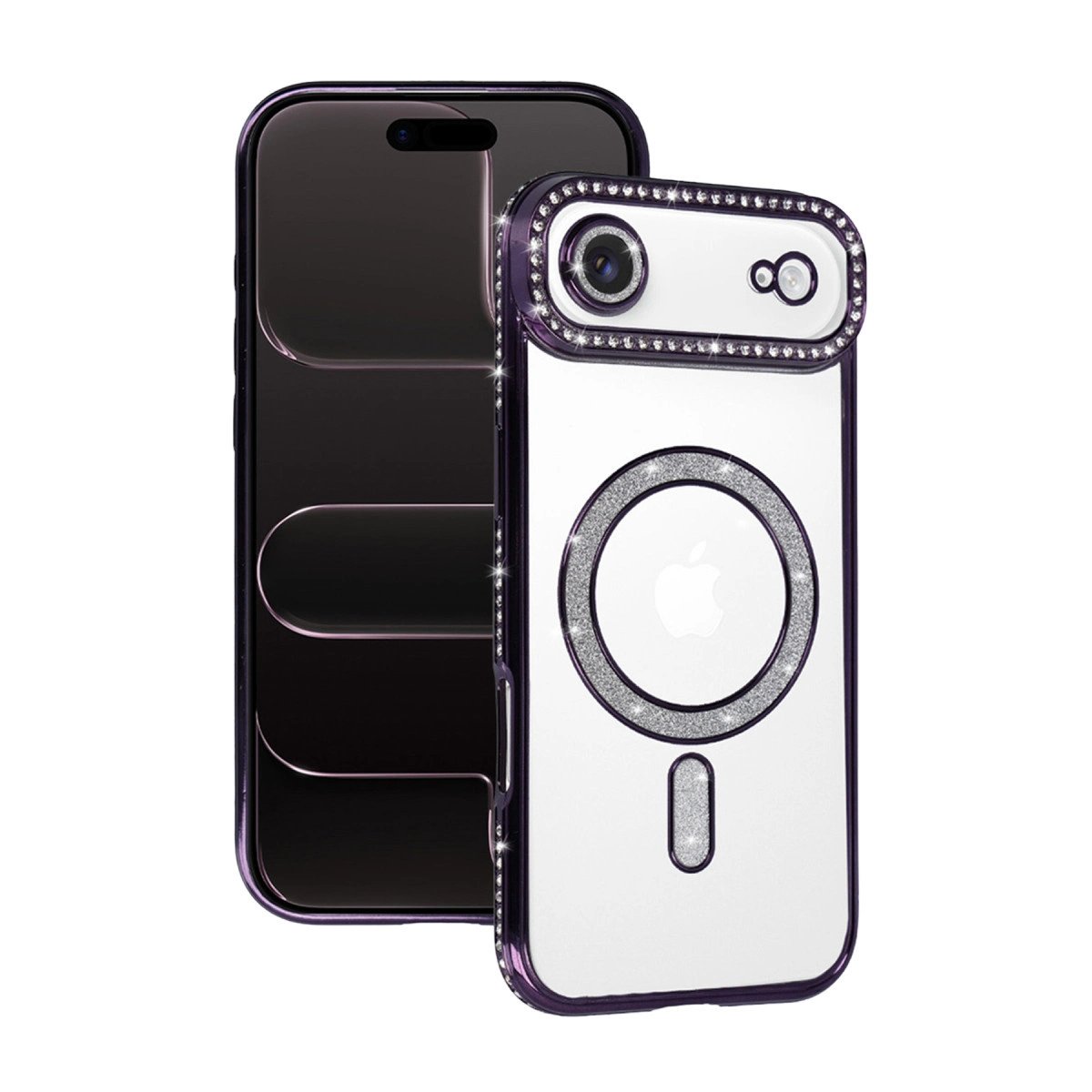 Apple İphone 17 Air Joke Simli Magneticsafe Kılıf - Derin Mor