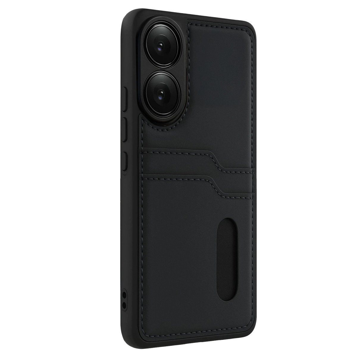 Oppo A38 Sara Kartvizitli Deri Kılıf - Siyah Oppo A38 Sara Kartvizitli Deri Kılıf - Siyah