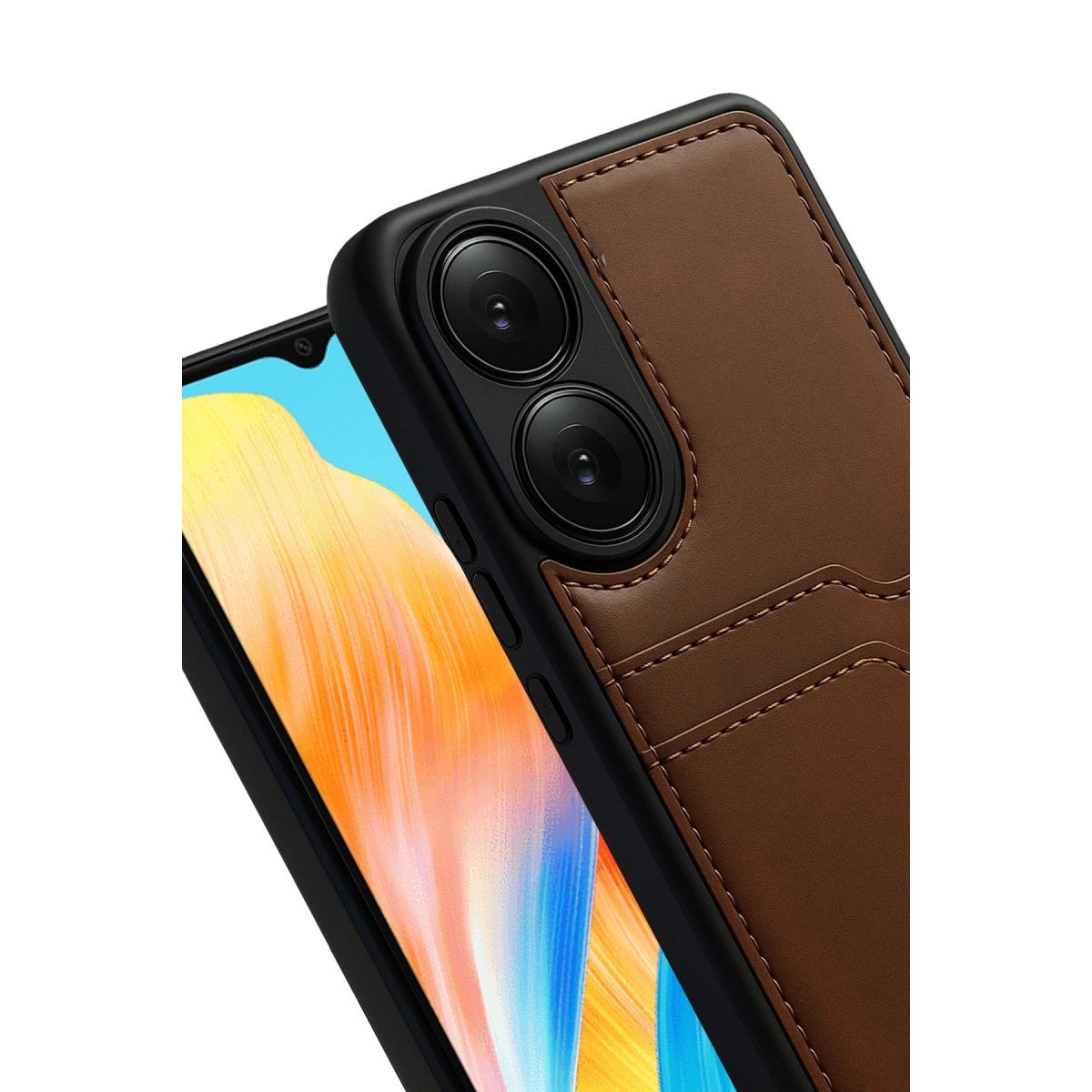 Oppo A38 Sara Kartvizitli Deri Kılıf - Taba Oppo A38 Sara Kartvizitli Deri Kılıf - Taba