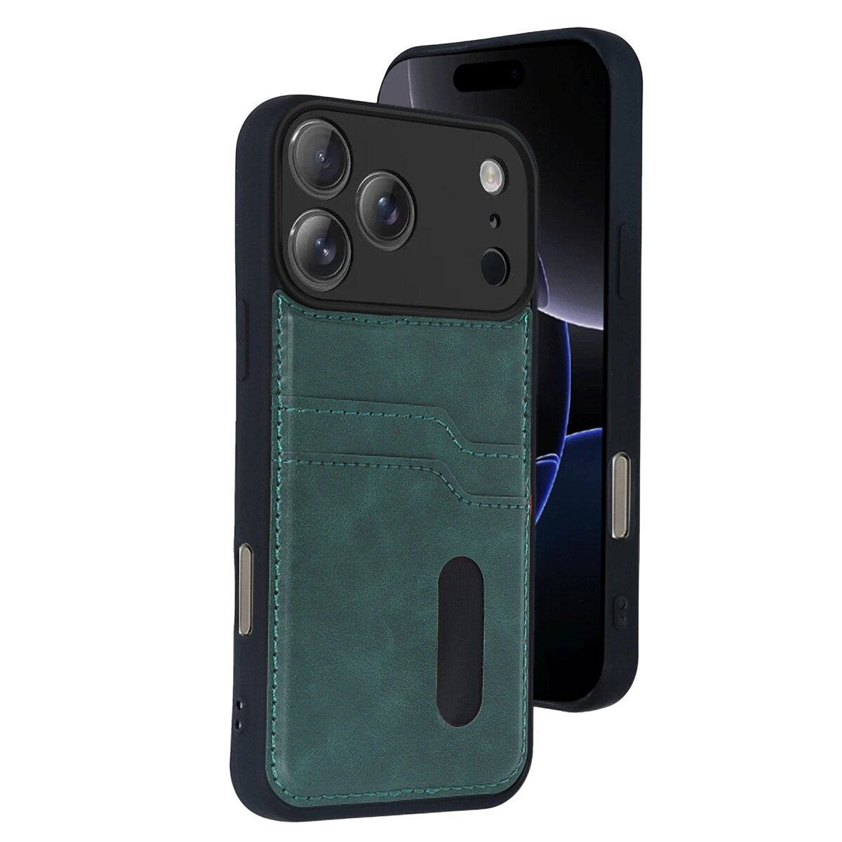 Apple İphone 17 Pro Max Sara Kartvizitli Deri Kılıf - Yeşil Apple İphone 17 Pro Max Sara Kartvizitli Deri Kılıf - Yeşil
