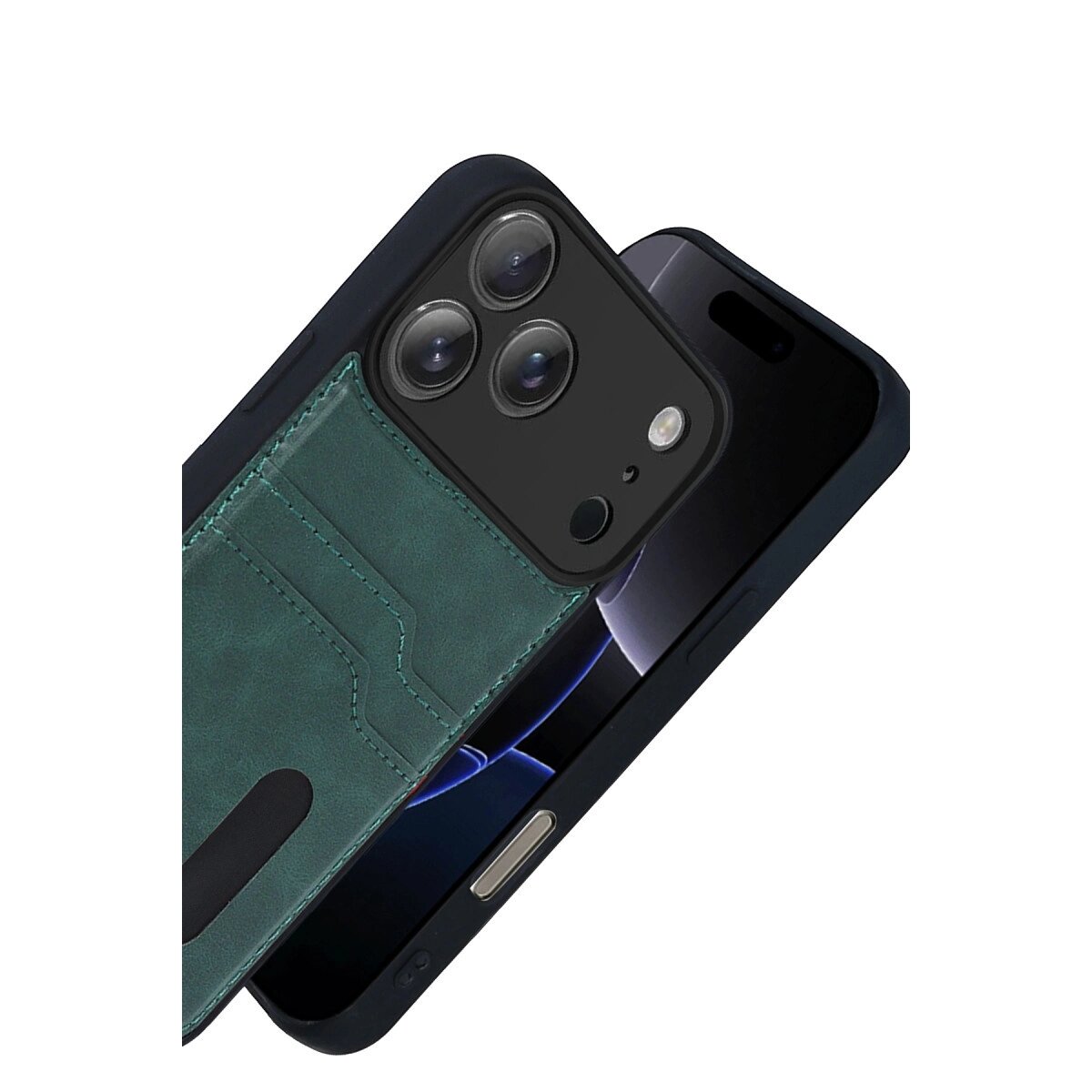 Apple İphone 17 Pro Max Sara Kartvizitli Deri Kılıf - Yeşil Apple İphone 17 Pro Max Sara Kartvizitli Deri Kılıf - Yeşil