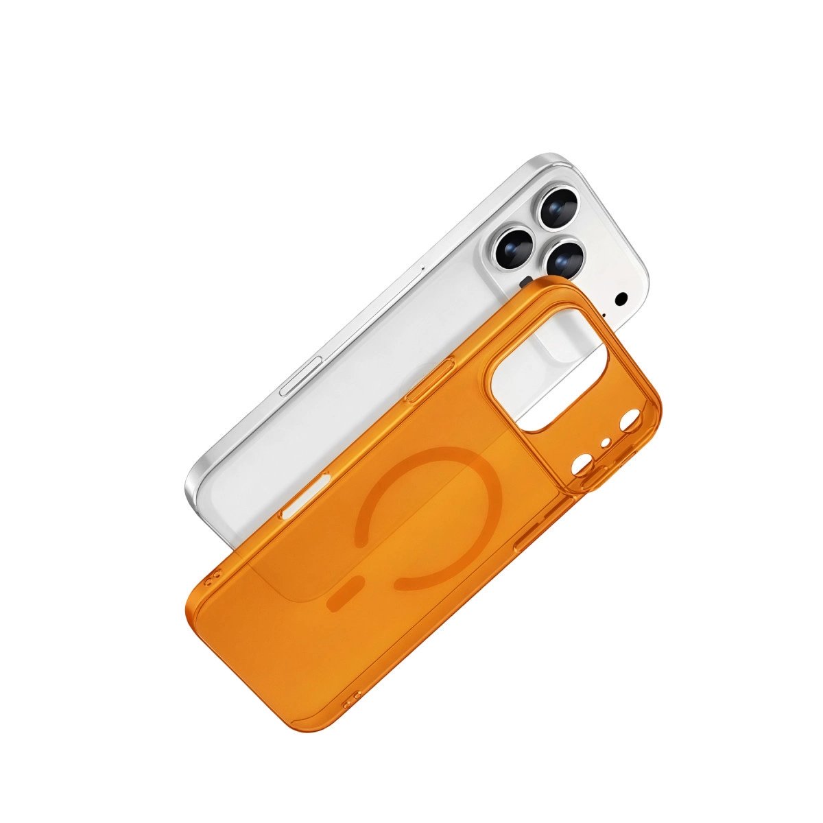 Apple İphone 17 Pro Combo Sert Şeffaf Magsafe Kapak - Turuncu Apple İphone 17 Pro Combo Sert Şeffaf Magsafe Kapak - Turuncu