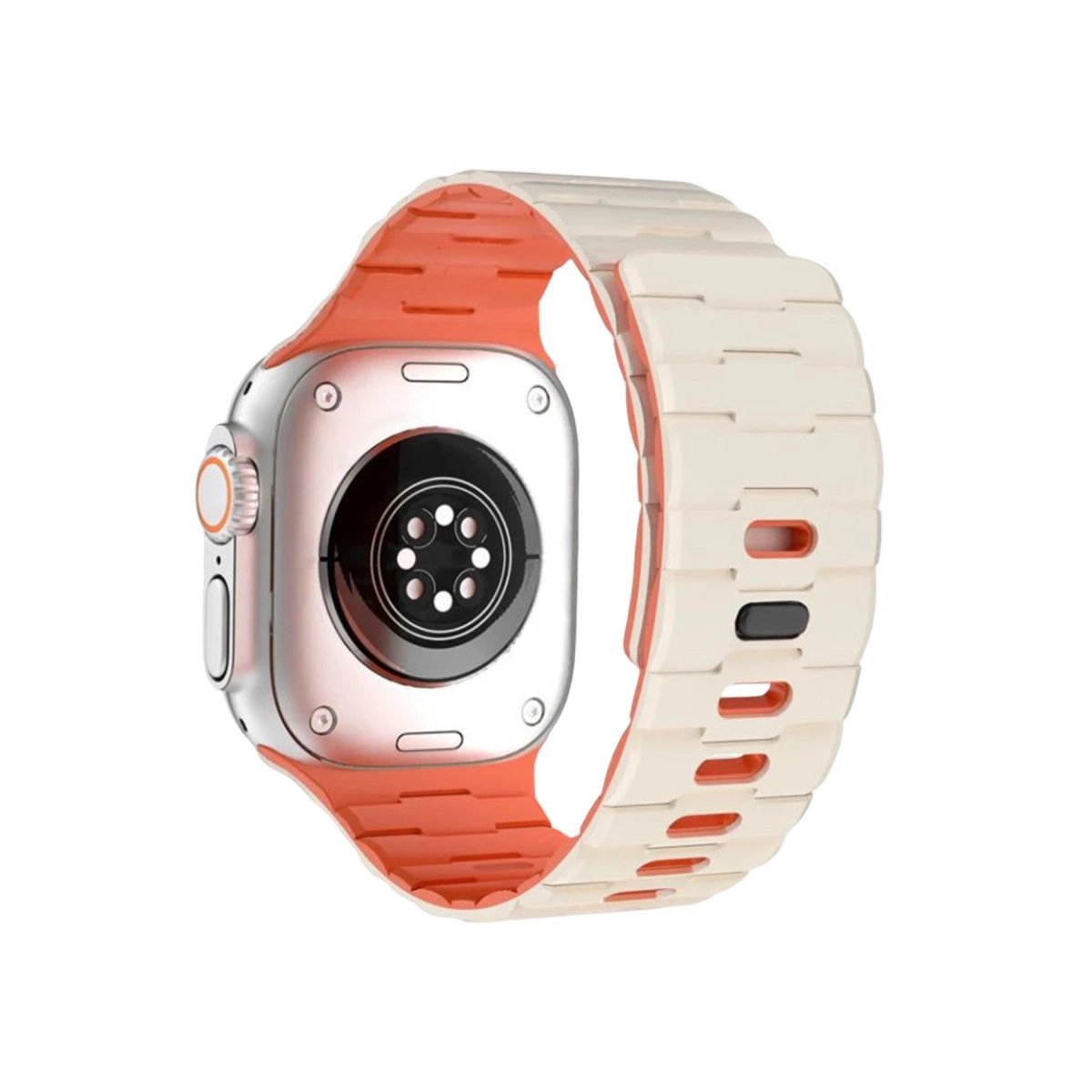Apple Watch Ultra 49mm Wowen Kordon - Beyaz-turuncu Apple Watch Ultra 49mm Wowen Kordon - Beyaz-turuncu