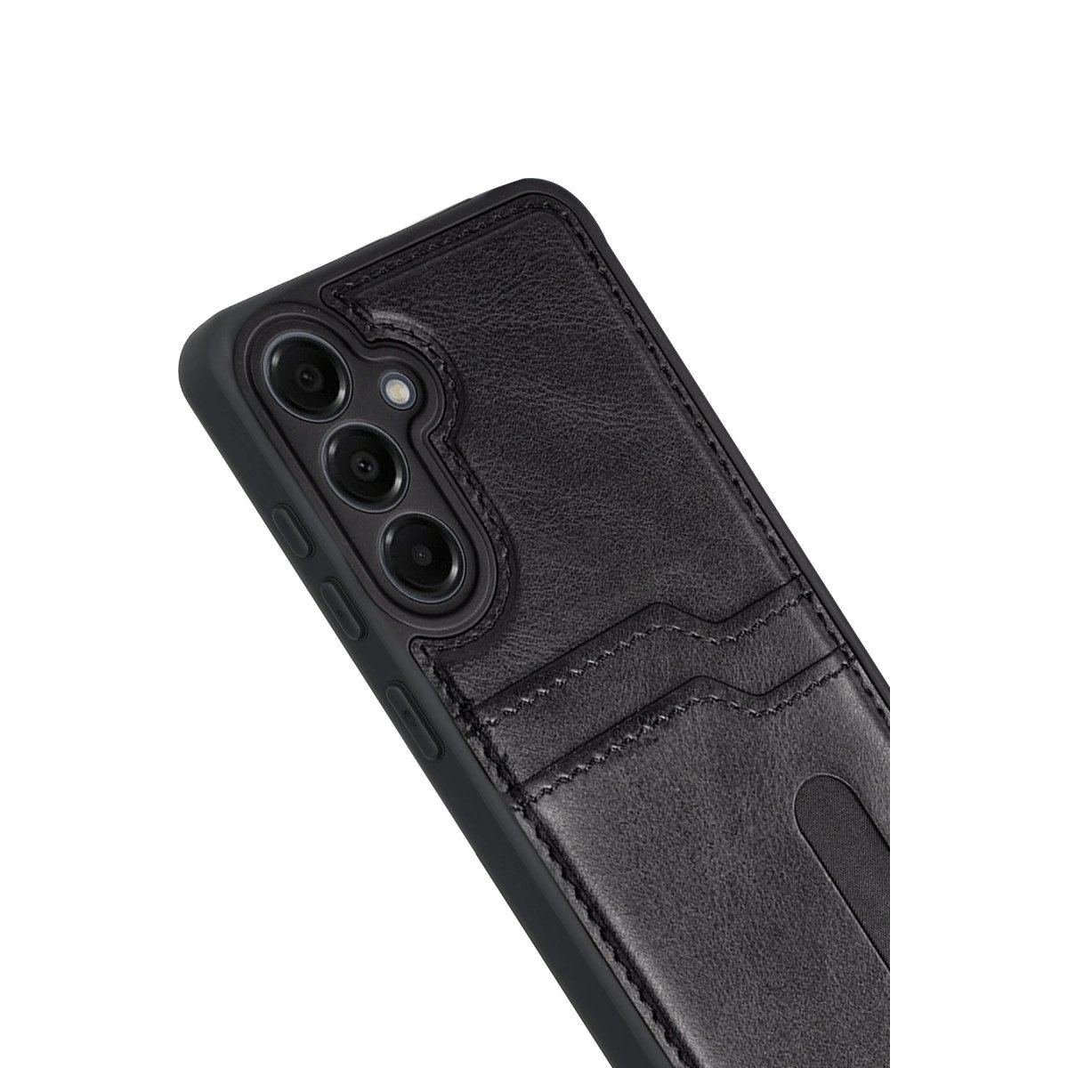 Samsung Galaxy M15 Sara Kartvizitli Deri Kılıf - Siyah Samsung Galaxy M15 Sara Kartvizitli Deri Kılıf - Siyah