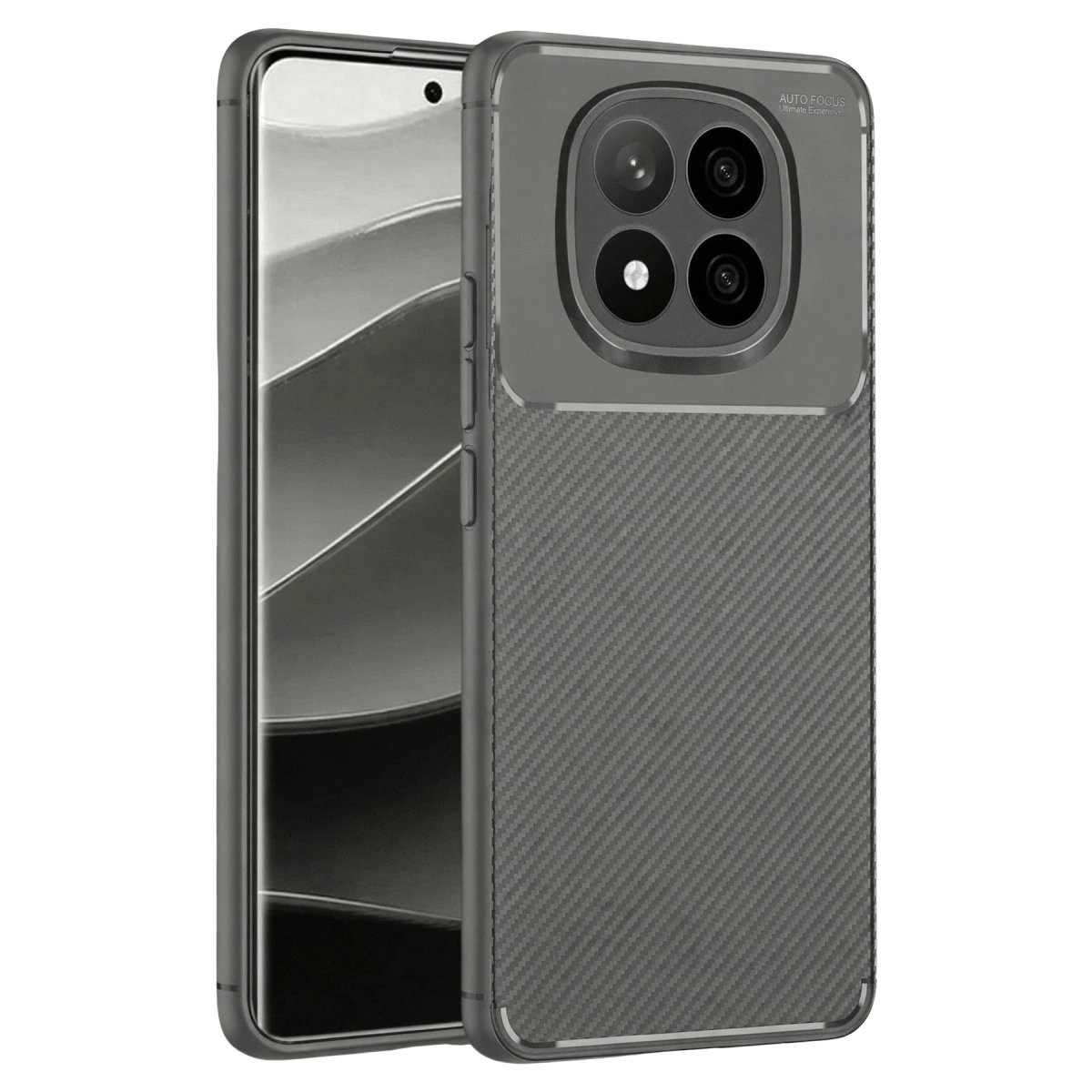 Xiaomi Redmi Note 14 Pro Plus Kılıf Auto Focus Karbon Kapak - Gri Xiaomi Redmi Note 14 Pro Plus Kılıf Auto Focus Karbon Kapak - Gri