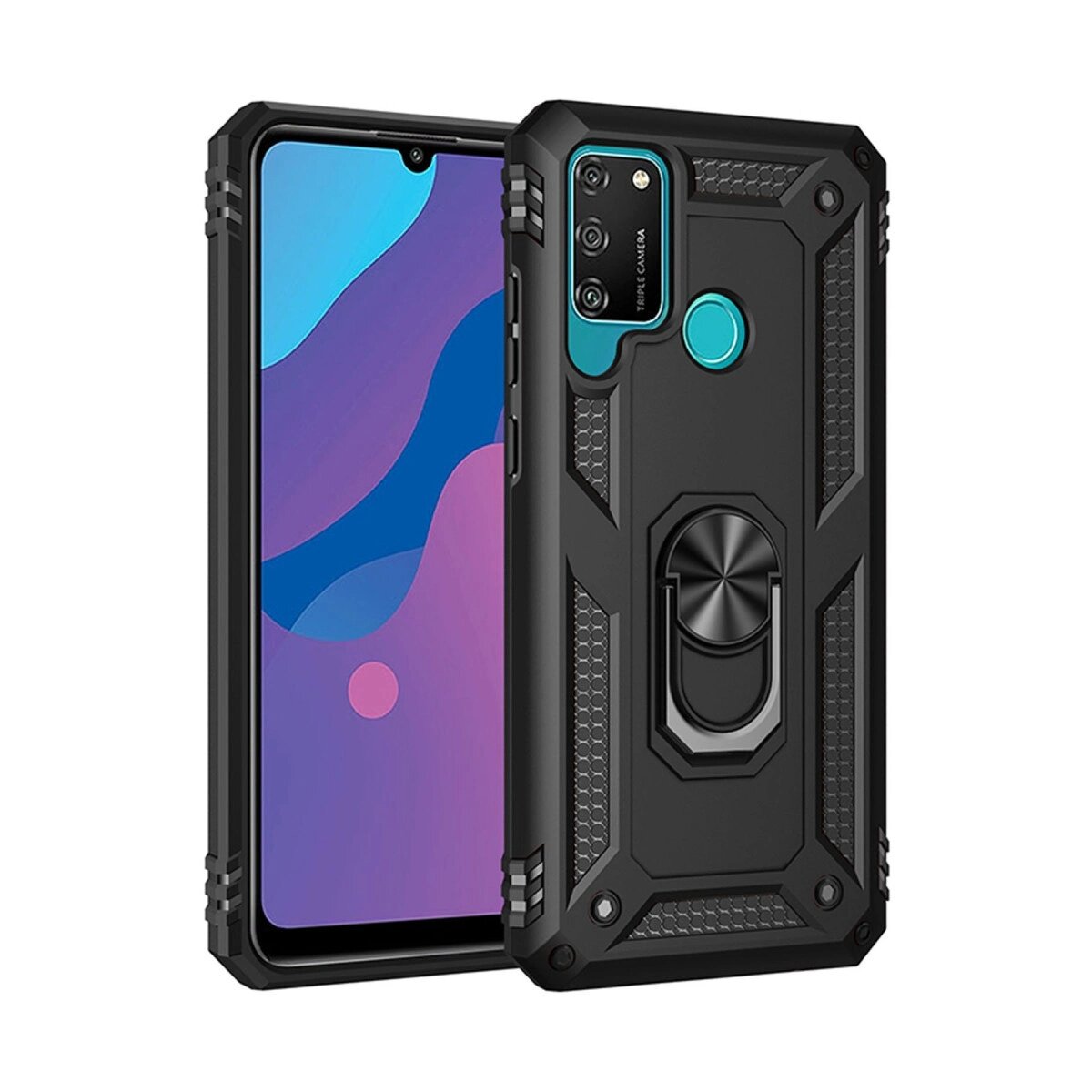 Huawei Y6p Kılıf Sofya Yüzüklü Silikon Kapak - Siyah Huawei Y6p Kılıf Sofya Yüzüklü Silikon Kapak - Siyah
