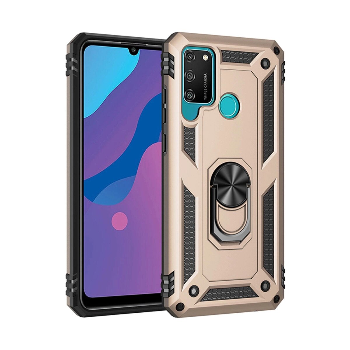 Huawei Y6p Kılıf Sofya Yüzüklü Silikon Kapak - Gold Huawei Y6p Kılıf Sofya Yüzüklü Silikon Kapak - Gold
