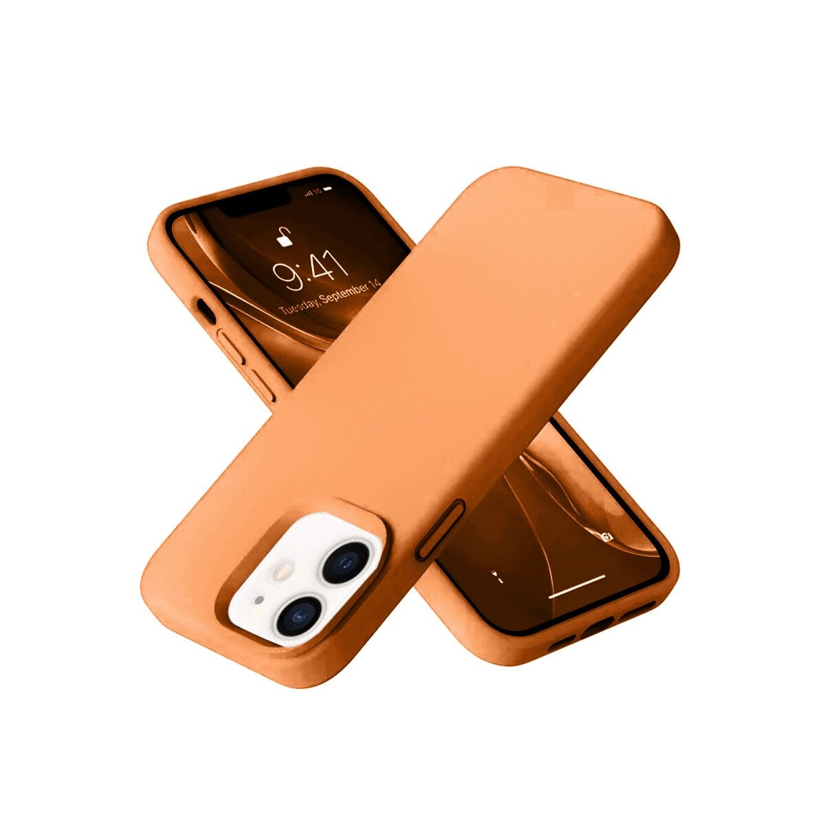 Apple İphone 12 Kılıf Nano İçi Kadife Silikon - Turuncu Apple İphone 12 Kılıf Nano İçi Kadife Silikon - Turuncu