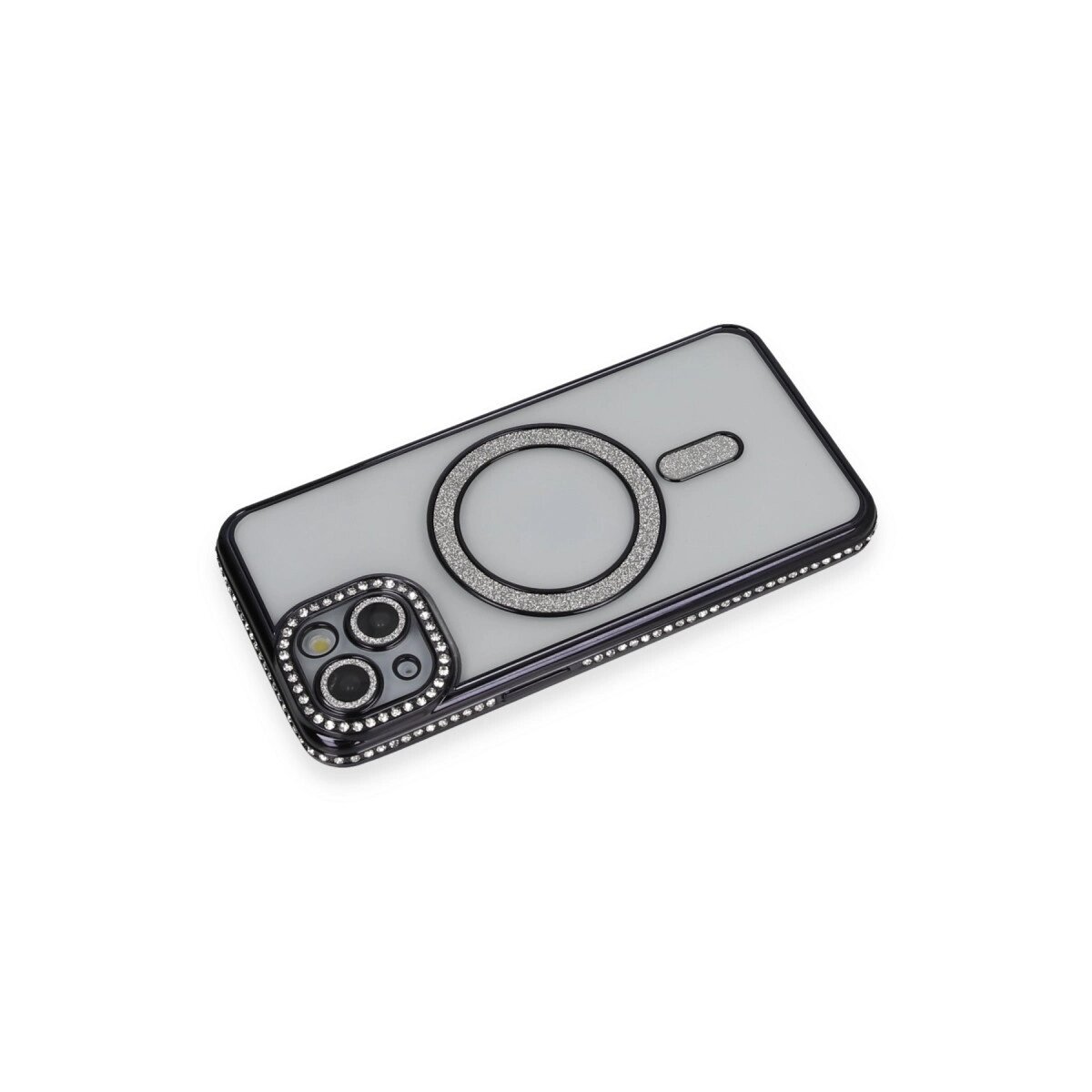Apple İphone 13 Kılıf Joke Simli Magneticsafe Kılıf - Siyah