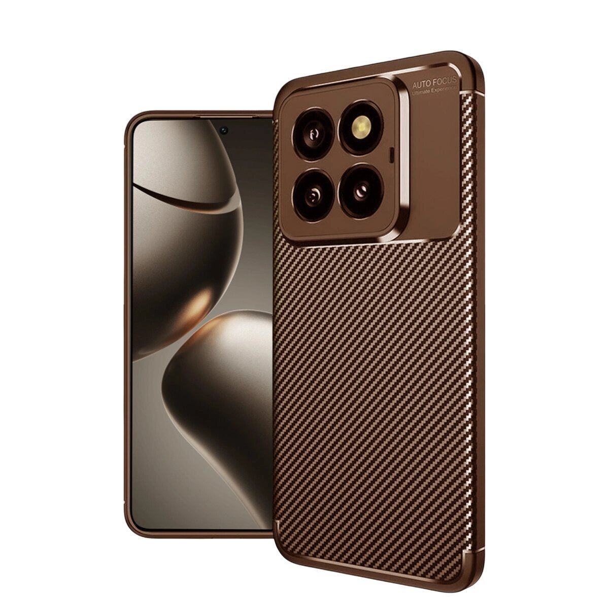 Xiaomi Mi 14t Pro Kılıf Auto Focus Karbon Kapak - Kahverengi Xiaomi Mi 14t Pro Kılıf Auto Focus Karbon Kapak - Kahverengi