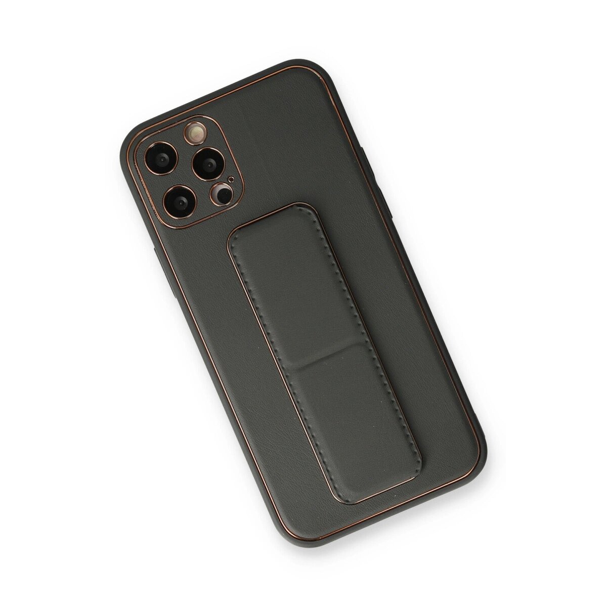 Apple İphone 12 Pro Kılıf Coco Deri Standlı Kapak - Füme Apple İphone 12 Pro Kılıf Coco Deri Standlı Kapak - Füme